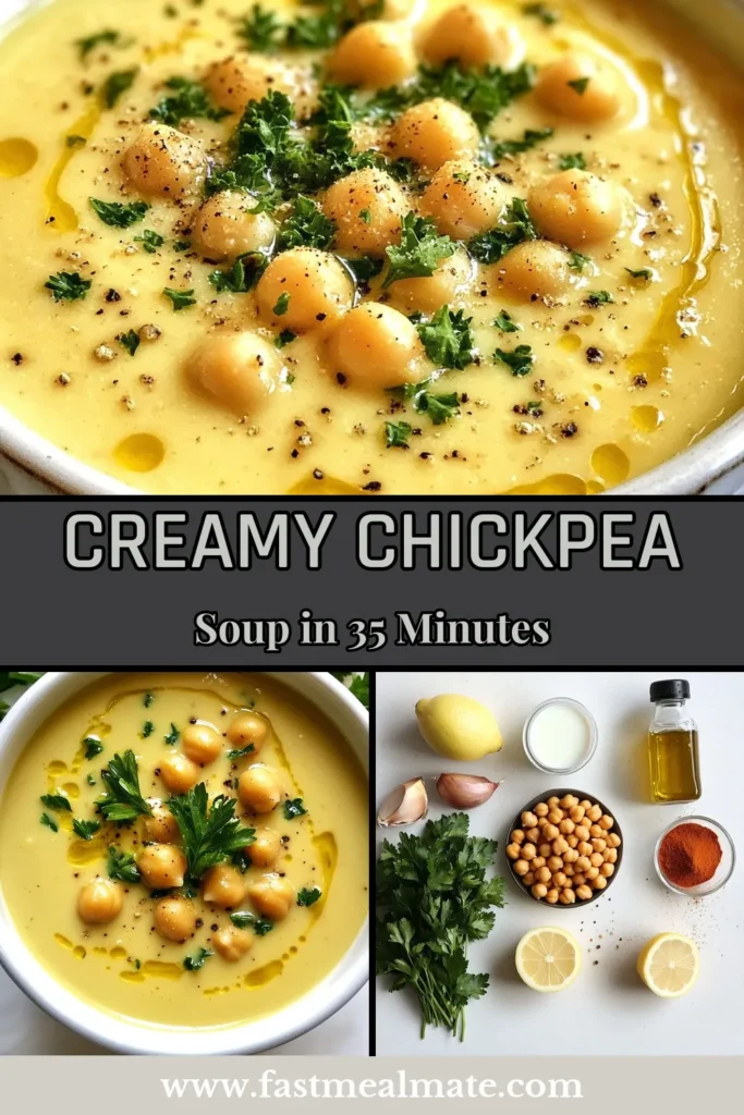 Discover the ultimate creamy chickpea soup recipe with our easy garlic chickpea soup that's perfect for any meal! This vegan chickpea soup is enriched with luscious coconut milk, making it not only delicious but also satisfying. In just 35 minutes, you can whip up this nutritious coconut milk soup that will impress your family and friends. Try it today and savor every spoonful. Save this recipe for your next cozy night in! #ChickpeaSoup #VeganRecipes #HealthyEating #SoupSeason