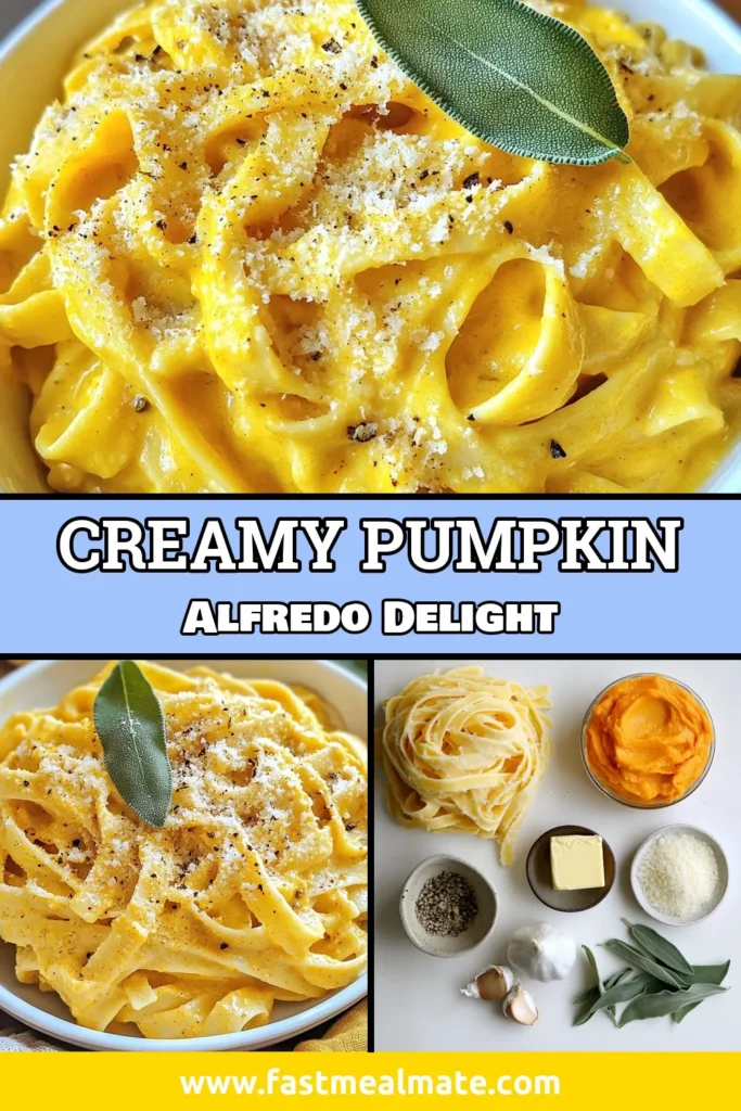 Indulge in this Creamy Pumpkin Alfredo Pasta, a delightful Fettuccine Pumpkin Recipe perfect for fall! This Easy Pumpkin Alfredo combines fresh flavors with a Homemade Pumpkin Pasta Sauce that will delight your taste buds. Ready in just 25 minutes, it’s ideal for hassle-free weeknight dinners. Don't miss out; save this recipe for your next cozy meal! #PumpkinPasta #FallPastaDishes #EasyPastaRecipes #HomemadeAlfredo