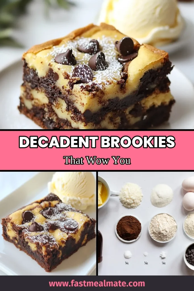 Discover the ultimate fudgy brookies recipe that combines a delicious brownie cookie layer with chewy brookies for a mouthwatering brookies dessert. This easy brownie cookies recipe is perfect for satisfying your sweet tooth and impressing guests. Bake these fudgy chewy brookies for a treat everyone will love! Don't forget to save this recipe for later! #Brookies #DessertRecipes #Baking #ChocolateLovers