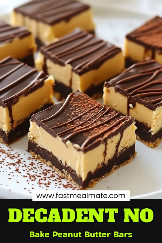 Indulge in these no-bake chocolate peanut butter bars that are both delicious and nutritious! This easy peanut butter dessert is perfect for satisfying your sweet cravings without baking. Enjoy a gluten-free chocolate bar packed with wholesome ingredients, making it a great healthy snack recipe. Ideal for anyone looking for dairy-free dessert ideas, these bars are easy to prepare and sure to impress! Try this recipe today! #NoBakeDesserts #PeanutButterLovers #HealthySnacks #GlutenFreeDessert