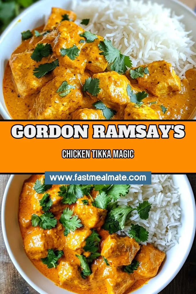 Discover the rich flavors of Gordon Ramsay Chicken Tikka Masala with this easy chicken tikka masala recipe! Experience authentic Indian chicken tikka with marinated chicken that melts in your mouth. This creamy chicken tikka masala is perfect for a cozy dinner. Get ready to impress your family with this delightful dish! Save this recipe for a taste of India at home. #ChickenTikkaMasala #GordonRamsayRecipe #IndianCuisine #EasyRecipes