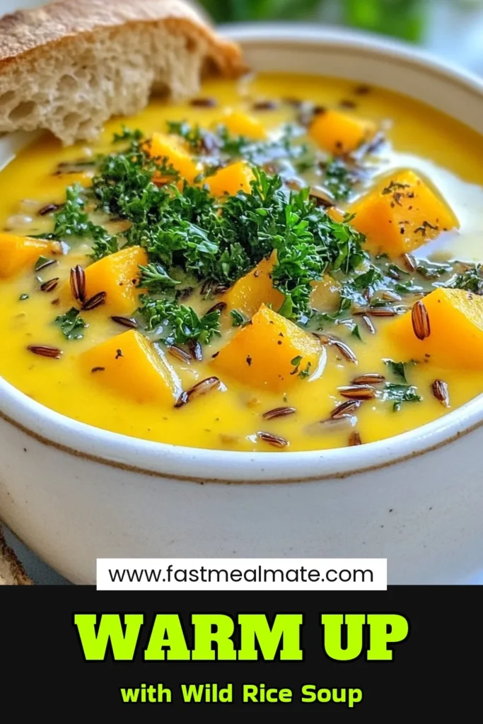 Warm up your fall with this delicious wild rice soup recipe that perfectly embodies cozy autumn recipes! This creamy vegetable soup is packed with flavors from butternut squash and kale, making it a healthy fall soup you can enjoy any day. Perfect for family dinners or meal prep! Give it a try and savor the season. Click to explore the recipe! #WildRiceSoup #CozyAutumnRecipes #HealthyFallSoups #CreamyVegetableSoup