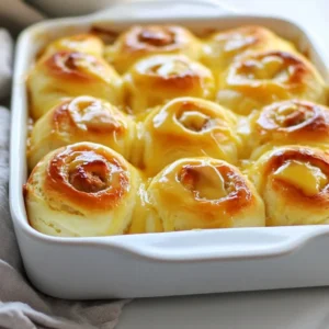 - 4 cups all-purpose flour - 1/4 cup granulated sugar - 1 packet (2 1/4 teaspoons) instant yeast - 1 teaspoon fine sea salt - 1 cup warm milk (about 110°F) - 1/2 cup unsalted butter, melted and cooled to room temperature - 3 large eggs, at room temperature - 1 teaspoon pure vanilla extract - 1 cup shredded cheddar cheese (optional, for a savory twist) - 1/2 cup cooked and crumbled sausage or 1/2 cup cooked spinach (optional, for an added hearty flavor) - 1/4 cup honey or maple syrup (for glazing) I use these simple ingredients to make breakfast rolls that are soft and tasty. The flour gives the rolls their structure. Sugar adds a hint of sweetness. Yeast helps the rolls rise and become fluffy. Salt brings out the flavors. Warm milk activates the yeast, and butter adds richness. Eggs make the dough smooth, while vanilla gives a lovely flavor. For a savory twist, consider adding shredded cheddar cheese. You can also mix in cooked sausage or spinach for extra flavor. If you have allergies, you can substitute some ingredients. Use gluten-free flour for a gluten-free option. Almond or oat milk can replace regular milk. For those avoiding eggs, try a flaxseed meal or applesauce instead. With these ingredients, you can create breakfast rolls that everyone will love. {{ingredient_image_2}} 1. Mixing Dry Ingredients: Start by taking a large mixing bowl. Add 4 cups of all-purpose flour, 1/4 cup of granulated sugar, 1 packet of instant yeast, and 1 teaspoon of fine sea salt. Whisk these together until they blend well. 2. Combining Wet Ingredients: In another bowl, combine 1 cup of warm milk, 1/2 cup of melted butter, 3 large eggs, and 1 teaspoon of pure vanilla extract. Whisk until the mix is smooth and even. 3. Forming the Dough: Slowly add the wet mix to the dry ingredients. Use a wooden spoon or spatula to stir. Keep mixing until you see a soft dough forming. 4. Adding Flavor: If you want a tasty twist, gently fold in 1 cup of shredded cheddar cheese. You can also add 1/2 cup of cooked sausage or spinach for more flavor. Mix well until evenly combined. 1. First Rise: After kneading the dough, place it in a greased bowl. Cover it with plastic wrap or a towel. Let it rise in a warm area for about 1 hour, or until it doubles in size. 2. Portioning the Dough: Once the dough has risen, gently punch it down to remove air. Divide it into 12 equal pieces. Roll each piece into a smooth ball. 3. Second Rise: Place the dough balls in a greased 9x13-inch baking dish. Cover them lightly with plastic wrap or a damp cloth. Let them rise again for 30-40 minutes until they puff up. 1. Preheat the Oven: While the rolls rise, preheat your oven to 350°F (175°C). This ensures even baking. 2. Baking Time and Color Indication: Bake the rolls for 20-25 minutes. They should be golden brown on top when ready. 3. Glazing the Rolls: After baking, make a glaze by mixing 1/4 cup of honey or maple syrup with about 1 tablespoon of melted butter. Brush this glaze over the warm rolls for a sweet finish. To make your breakfast rolls fluffy, kneading is key. Knead the dough for 5-7 minutes. This helps develop gluten, which gives the rolls structure. If you skip this step, the rolls may turn out dense. Next, let the dough rise in a warm spot. A warm environment helps the yeast work well. Cover the bowl with plastic wrap or a towel to keep warmth in. You should see the dough double in size in about an hour. The temperature of your ingredients matters, too. Use warm milk, about 110°F. It helps activate the yeast. If the milk is too hot, it may kill the yeast. If it is too cold, the rolls won't rise well. For a pretty presentation, serve the rolls on a large platter. You can line the platter with a clean linen cloth. This adds a nice touch. For extra flair, sprinkle some fresh herbs or powdered sugar on top before serving. Pair these rolls with tasty spreads like butter, jam, or cream cheese. They also go well with coffee, tea, or fresh fruit juice. Enjoy them for breakfast, brunch, or even as a snack. They are perfect anytime you crave something warm and comforting. Pro Tips Use Fresh Yeast: Always check the expiration date on your yeast for the best rise and fluffiness in your rolls. Room Temperature Ingredients: Ensure your eggs and butter are at room temperature for a smoother dough consistency. Cover the Dough: Keep the dough covered during rises to prevent it from drying out and forming a crust. Experiment with Fillings: Try different cheeses, herbs, or vegetables to customize your rolls to your taste. {{image_4}} You can make these breakfast rolls even sweeter. Here are some fun ideas: - Chocolate Filling: Try adding chocolate chips or chunks. They melt and make the rolls rich and sweet. - Fruit Filling: Use fruit preserves, like raspberry or peach. Spread it in the dough before rolling. For glazes, you have options: - Vanilla Glaze: Mix powdered sugar with a splash of vanilla and milk. Drizzle it on top. - Cinnamon Sugar: Combine sugar and cinnamon. Sprinkle it on the rolls after glazing for a sweet crunch. If you prefer savory flavors, there are many ways to enhance these rolls: - Spices and Herbs: Add garlic powder, rosemary, or thyme to the dough. These flavors add warmth and depth. - Veggies and Cheese: Mix in cooked spinach or diced peppers. You can also fold in shredded cheese, like cheddar or mozzarella, for a cheesy twist. These variations let you customize the rolls to your taste. Enjoy experimenting with flavors! To keep your fluffy rolls fresh, store them in a sealed container. You can also wrap them in plastic wrap. Avoid leaving them out uncovered, as air can dry them out. If you plan to eat them within a few days, this method works well. For longer storage, freeze the rolls. Allow them to cool completely after baking. Then, place them in a freezer-safe bag. Remove as much air as possible before sealing. They can last up to three months in the freezer. When you're ready to enjoy them, just take out what you need. To restore fluffiness, reheat the rolls in the oven. Preheat your oven to 350°F. Place the rolls on a baking sheet and cover them with foil. Heat for about 10-15 minutes. You can also use a microwave, but they may lose some of their fluffiness. If using a microwave, heat for a short time—about 20 seconds works well. Enjoy your warm, fluffy breakfast rolls! How can I make these rolls without yeast? You can use baking powder instead of yeast. Mix 4 cups of flour with 1 tablespoon of baking powder. This will help the dough rise without waiting. Your rolls will be fluffy but not as airy. Can I prepare the dough a day in advance? Yes, you can! Make the dough and let it rise once. Then, cover it and put it in the fridge. The next day, shape the rolls and let them rise again. This way, you save time in the morning. What can I use instead of milk? You can use almond milk, soy milk, or even water. Each option will change the flavor a bit. Choose what you like best or what you have at home. What to do if rolls don't rise properly? Check if your yeast is fresh. Old yeast will not work well. Also, ensure your dough is in a warm place. If it’s too cold, it will not rise. Tips for dough that is too sticky or dry If the dough is sticky, add a bit more flour. Do this slowly, about a tablespoon at a time. If it's too dry, add a tiny bit of warm water or milk. Mix it well until it's just right. How to adjust the recipe for altitude If you live at a high altitude, reduce the flour by 1-2 tablespoons. You may need more liquid too. This helps the rolls rise better in thinner air. To create delicious rolls, you need the right ingredients and methods. We covered how to mix and knead the dough for the best results. Rising, shaping, and baking are key to perfect rolls. Don't forget tips for fluffiness and great serving ideas. We shared sweet and savory variations to suit any taste. Finally, storing and reheating the rolls properly will keep them fresh longer. Enjoy baking these rolls and sharing them with others!