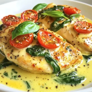 - 4 boneless, skinless chicken breasts - 2 tablespoons extra virgin olive oil - 4 cloves garlic, finely minced - 1 cup cherry tomatoes, halved - 1 cup fresh baby spinach - 1 cup heavy cream - 1/2 cup freshly grated Parmesan cheese - 1 teaspoon Italian seasoning blend - Salt and freshly ground black pepper, to taste - Fresh basil leaves, for garnish These ingredients form the heart of the dish. Each one plays a key role in flavor. For example, the chicken provides protein, while the garlic adds a wonderful aroma. Fresh spinach and tomatoes bring color and nutrients. Using high-quality ingredients enhances the taste of your meal. Fresh herbs, ripe tomatoes, and good olive oil make a big difference. If you want a lighter option, you can swap heavy cream for half-and-half or coconut milk. These alternatives keep the dish creamy but cut down on calories. For a leaner protein, try using turkey or firm tofu. Both options will still absorb the rich sauce well. To make this dish, you need a large skillet. A good, heavy-bottomed skillet heats evenly and prevents sticking. I recommend using stainless steel or cast iron. A spatula and a sharp knife will help you handle the ingredients easily. Make sure you have a cutting board for chopping. These tools will make your cooking process smooth and enjoyable. {{ingredient_image_2}} To cook the chicken breasts, start by heating 2 tablespoons of extra virgin olive oil in a large skillet over medium heat. While the oil warms, season 4 boneless, skinless chicken breasts with salt and freshly ground black pepper on both sides. This step is key for flavor. Once the oil shimmers, add the chicken to the skillet. Sear the chicken for about 4-5 minutes on each side. Look for a golden brown crust. Use a meat thermometer to ensure the internal temperature reaches 165&deg;F. This guarantees the chicken is fully cooked. After cooking, remove the chicken and place it on a plate. Next, it's time to make the creamy garlic sauce. In the same skillet, add 4 cloves of finely minced garlic. Saut&eacute; the garlic for about 1 minute. Stir it often to prevent burning. Once fragrant, add 1 cup of halved cherry tomatoes and 1 teaspoon of Italian seasoning. Cook these for 2-3 minutes. This step helps soften the tomatoes and release their juices. Gradually pour in 1 cup of heavy cream. Stir continuously to combine the flavors. Bring the mixture to a gentle simmer. Now, add 1/2 cup of freshly grated Parmesan cheese. Keep stirring until the cheese melts and the sauce thickens to a creamy consistency. Now it's time to bring everything together. Stir in 1 cup of fresh baby spinach and let it cook for a minute. The spinach should wilt and become vibrant. Carefully return the cooked chicken breasts to the skillet. Make sure they are well coated in the sauce. Heat everything for an additional 2-3 minutes. To keep the chicken moist, cover the skillet while heating. Taste the sauce and adjust the seasoning with more salt and pepper if needed. Serve the dish hot, garnished with fresh basil leaves. This adds a bright touch to your dish and enhances the flavor. To boost flavor, consider adding fresh herbs like thyme or oregano. You can also sprinkle in some crushed red pepper for a bit of heat. These spices elevate the dish and add depth. For more color and taste, you can toss in diced bell peppers or zucchini. Both add texture and nutrients without overpowering the main flavors. To keep chicken juicy, don&rsquo;t overcook it. Sear the chicken for about 4-5 minutes on each side. This gives a nice crust while keeping the inside moist. When saut&eacute;ing garlic, stir it often and watch closely. Garlic can burn quickly, which makes it bitter. Just a minute of saut&eacute;ing until fragrant is perfect. For an appealing look, plate the chicken and drizzle it with extra sauce. Sprinkle more Parmesan cheese on top for a delicious finish. Fresh basil leaves add color and a lovely aroma. Serve with a side of garlic bread or a fresh salad for a complete meal. This makes the dish inviting and fun to eat. Pro Tips Use Fresh Ingredients: The flavor of this dish greatly benefits from using fresh garlic, spinach, and ripe cherry tomatoes. Fresh ingredients enhance the overall taste and texture of the sauce. Perfectly Cooked Chicken: Ensure the chicken is cooked to an internal temperature of 165&deg;F (75&deg;C) for safety. Use a meat thermometer for accuracy, and allow it to rest for a few minutes after cooking for juicier meat. Adjusting Creaminess: If you prefer a lighter sauce, you can substitute half of the heavy cream with chicken broth or milk. This will reduce calories while still maintaining a creamy texture. Garnish for Flavor: Fresh basil not only adds color but also enhances the flavor of the dish. Consider adding a squeeze of lemon juice for a zesty finish that complements the creamy sauce. {{image_4}} You can enjoy Creamy Garlic Tuscan Chicken while meeting dietary needs. For a gluten-free option, simply use gluten-free pasta or rice instead of traditional sides. This change keeps your meal safe and tasty. If you want a dairy-free version, swap heavy cream for coconut cream. Use nutritional yeast in place of Parmesan cheese for a cheesy flavor without dairy. For those following a vegetarian diet, try using portobello mushrooms or firm tofu instead of chicken. Both options absorb flavors well and provide a hearty texture. Add more veggies, like zucchini or bell peppers, to enhance the dish's health benefits. To change the flavor profile, you can add different spices. A pinch of red pepper flakes adds a nice kick. Fresh herbs like oregano or thyme can also elevate your dish. For a unique twist, try sun-dried tomatoes for extra richness or olives for a briny touch. If you want to play with cheese flavors, consider using feta or goat cheese. These alternatives offer a tangy taste that pairs well with the creamy sauce. Mixing different cheeses can create a more complex flavor. Using seasonal vegetables can make your dish fresh and vibrant. In spring, try adding asparagus or peas. Summer is perfect for fresh corn or zucchini. In fall, roasted butternut squash adds sweetness. Winter calls for kale or Brussels sprouts, which hold up well in cooking. Adjust the recipe based on what you have. If you find fresh spinach is not available, use frozen spinach or even kale. This flexibility allows you to enjoy this dish all year round, while keeping it interesting and delicious. To store leftovers, let your Creamy Garlic Tuscan Chicken cool down. Place it in an airtight container. This helps keep the chicken fresh. You can safely store it in the fridge for up to three days. If you want it to last longer, consider freezing. For reheating, the best method is using the stovetop. Simply place the chicken in a skillet over low heat. This way, you avoid drying it out. Add a splash of cream to the skillet to keep the sauce creamy. Stir gently until warmed through. You can also use the microwave, but be cautious. Heat in short bursts to avoid overcooking. To freeze your Creamy Garlic Tuscan Chicken, first, let it cool completely. Then, transfer it to a freezer-safe container. Seal it tightly to prevent freezer burn. It can last for up to three months in the freezer. When ready to eat, thaw it overnight in the fridge. Reheat it gently on the stovetop, adding a little cream to keep it smooth. You can serve this dish with several great sides. Here are some ideas: - Rice: White or brown rice soaks up the creamy sauce well. - Pasta: Fettuccine or penne makes a delicious option. - Vegetables: Roasted broccoli or green beans work nicely. - Salad: A simple green salad with a light vinaigrette pairs well. - Bread: Crusty bread is perfect for dipping in the sauce. These sides enhance the meal and bring balance to the rich flavors of the chicken. Yes, you can prepare Creamy Garlic Tuscan Chicken ahead. Here are some tips: - Meal Prepping: Cook the chicken and sauce, then store them separately. This keeps the chicken juicy. - Storage: Place the chicken in an airtight container in the fridge for up to three days. - Reheating: Warm the chicken in a skillet over low heat. Add a splash of cream to the sauce while reheating to keep it creamy. This makes it easy to enjoy a quick meal later. You can change the spice level to fit your taste. Here&rsquo;s how: - Add Heat: Include red pepper flakes or a dash of hot sauce while cooking. - Balance Flavors: If you add heat, use a bit of honey or sugar. This adds sweetness and balances the spice. Adjusting the heat can make this dish just right for you! In this article, we explored how to make Creamy Garlic Tuscan Chicken, highlighting key ingredients, cooking tips, and variations. Quality ingredients enhance the dish&rsquo;s flavor, and using the right tools ensures great results. We also covered helpful storage tips and answers to common questions. When you create this dish, focus on flavor and presentation. Try new spices or seasonal veggies for a unique twist. Enjoy cooking and savor every bite!