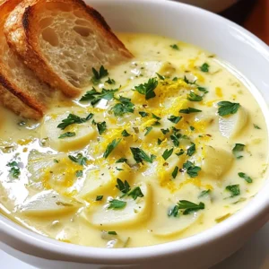 To make Creamy Lemon Tuscan Artichoke Soup, gather these items: - 2 cans (14 oz each) artichoke hearts, drained and roughly chopped - 1 medium onion, finely diced - 3 cloves garlic, minced - 2 medium Yukon gold potatoes, peeled and cut into ½-inch cubes - 4 cups vegetable broth - 1 cup heavy cream or coconut cream - 1 cup fresh spinach, chopped - Zest and juice of 1 large lemon - 2 teaspoons dried Italian herbs - Salt and freshly ground black pepper to taste - 2 tablespoons olive oil - Fresh parsley, chopped, for garnish You can make this soup fit your needs. Here are some easy swaps: - Use coconut cream instead of heavy cream for a dairy-free option. - Swap Yukon gold potatoes with cauliflower for a low-carb choice. - If you want more protein, add white beans or chickpeas. - Replace vegetable broth with chicken broth for added flavor. Using fresh ingredients makes a big difference. Fresh artichokes bring a vibrant taste. Fresh spinach adds nice color and nutrients. Fresh lemon juice brightens the soup. When you cook with fresh foods, you enhance flavors. It also makes the soup healthier. Always pick the best ingredients for the best soup. Enjoy the process and savor every bite! {{ingredient_image_2}} Start by heating the olive oil in a large pot over medium heat. When the oil shimmers, add the finely diced onion. Cook it for about 5 minutes until it softens and turns translucent. Next, add the minced garlic. Stir it in and cook for one more minute. You want the garlic to become fragrant but not brown. This base gives the soup its rich flavor. Once the garlic is ready, toss in the cubed Yukon gold potatoes. Mix them well with the onion and garlic. Pour in the vegetable broth and crank up the heat until the mixture boils. After it reaches a boil, reduce the heat to low. Let it simmer for 15 to 20 minutes. Check the potatoes with a fork; they should be tender. After that, add the chopped artichoke hearts, lemon zest, and lemon juice. Sprinkle in the dried Italian herbs, salt, and pepper. Stir everything well to combine the flavors. Now, it’s time to blend. Use an immersion blender to puree the soup until smooth. If you don't have one, carefully transfer the soup to a regular blender in batches. Make sure to leave space for steam to escape. After blending, return the creamy soup to the pot over low heat. Stir in the heavy cream or coconut cream, along with the chopped spinach. Heat for about 5 minutes, just until the spinach wilts. Taste the soup and adjust the seasoning if needed before serving. To make a smooth soup, blend well. I recommend using an immersion blender. It lets you blend right in the pot. This saves time and stops spills. If you don’t have one, use a regular blender. Just blend in small batches. Always leave space for steam. This keeps you safe and helps avoid mess. Add more flavor with fresh herbs. Basil and thyme pair well with artichokes. A squeeze of lemon juice brightens the dish. For a kick, consider a pinch of red pepper flakes. Taste as you go. This helps you find the right balance. Adjust salt and pepper to suit your taste. Remember, seasoning is key to great soup. Using the right tools makes cooking fun. A sharp knife and cutting board are must-haves. They speed up your prep. A large pot is great for simmering. Use a ladle to serve your soup easily. Don’t forget a measuring cup for accuracy. These tools help you create a perfect bowl of creamy lemon Tuscan artichoke soup. Pro Tips Use Fresh Ingredients: For the best flavor, opt for fresh lemons and high-quality artichoke hearts. Fresh ingredients will elevate the taste of your soup significantly. Adjust the Creaminess: Depending on your preference, feel free to adjust the amount of heavy cream or coconut cream. For a lighter soup, use less cream or substitute with extra vegetable broth. Enhance with Herbs: Fresh herbs like basil or parsley added just before serving can provide a vibrant flavor boost. Experiment with different herbs to find your perfect combination! Perfect Pairings: This soup pairs beautifully with crusty bread or a simple side salad. For a complete meal, consider adding a protein like grilled chicken or shrimp on the side. {{image_4}} You can easily modify this soup for different diets. For a gluten-free option, check your vegetable broth. Some brands may add gluten. If you are vegan, replace the heavy cream with coconut cream. This keeps the soup rich and creamy without dairy. If you have a nut allergy, avoid almond milk. Instead, use oat milk or more coconut cream. Both add a lovely texture. If you're watching your carbs, reduce the potatoes and add more artichokes or spinach. The type of cream you use makes a big difference. Heavy cream gives a rich, smooth texture. For a lighter option, use half-and-half. It still adds creaminess but with fewer calories. If you go dairy-free, coconut cream is a fantastic choice. It adds a hint of sweetness and pairs well with lemon. You can also try cashew cream for a nutty flavor. You can change the soup with seasonal ingredients. In spring, add fresh peas or asparagus. These greens brighten the soup and add color. In summer, try adding zucchini or corn for sweetness. In the fall, a touch of pumpkin or roasted butternut squash brings warmth. Winter calls for hearty greens like kale or Swiss chard. They add nutrition and texture. Feel free to get creative! Each season offers a chance to explore new flavors and ingredients. To keep your creamy lemon Tuscan artichoke soup fresh, let it cool first. Once cool, pour the soup into an airtight container. Make sure to seal it well to avoid any air getting in. Store it in the fridge for up to three days. If you want to enjoy the soup later, store it properly to maintain its creamy texture. If you have leftover soup, freezing it is a great option. Allow the soup to cool completely before freezing. Use a freezer-safe container or heavy-duty freezer bag. Leave some space at the top, as the soup will expand when frozen. The soup can last up to three months in the freezer. When you're ready to enjoy it, thaw it in the fridge overnight. When reheating the soup, do it gently. Use a pot on the stove over low heat. Stir the soup often to prevent it from sticking to the pot. If the soup looks a bit thick, add a splash of vegetable broth or water. This will help bring back its creamy texture. Heat it until it's warm, but don’t let it boil. This way, you keep all the lovely flavors intact! You can use coconut cream in this soup. It gives a rich flavor and keeps it dairy-free. You may also use cashew cream if you prefer. Just blend soaked cashews with water until smooth. This will add creaminess without dairy. This soup stays fresh for about 3 to 4 days in the fridge. Store it in an airtight container. You can also freeze it for later. It will keep well for up to 3 months. Just let it cool before freezing. Yes, you can easily make this soup vegan. Use coconut cream instead of heavy cream. Ensure your vegetable broth is plant-based. This way, you keep all the great taste while making it vegan-friendly. This blog post covered key ingredients for making great soup and how to prepare it. I shared tips for texture and flavor, along with variations for different diets. Storing soup properly helps keep it fresh longer. Remember, fresh ingredients make a tasty soup, and simple swaps can fit your needs. Use this guide to create the perfect soup every time. Now, get cooking and enjoy your delicious homemade soup!