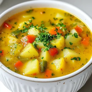 For this delicious Cajun potato soup, you will need the following fresh vegetables: - 4 large russet potatoes, peeled and diced into 1-inch cubes - 1 medium onion, finely chopped - 2 cloves garlic, minced - 1 green bell pepper, diced - 1 red bell pepper, diced - 1 cup celery, finely chopped Next, we need the right base. This soup uses: - 4 cups vegetable broth - 1 cup heavy cream (or substitute with coconut milk for a dairy-free option) Now, let’s add flavor with seasonings: - 2 tablespoons Cajun seasoning - 1 teaspoon smoked paprika - 1 teaspoon dried thyme - Salt and pepper to taste Finally, don’t forget the finishing touches. You’ll need: - 2 tablespoons olive oil - ¼ cup fresh parsley, chopped (for garnish) - Optional: Sliced green onions (for garnish) These ingredients create a rich and hearty soup with layers of flavor. The mix of vegetables, potatoes, and spices makes every bite comforting. {{ingredient_image_2}} To start, heat 2 tablespoons of olive oil in a large pot over medium heat. Add the finely chopped onion, minced garlic, chopped celery, diced green bell pepper, and diced red bell pepper. Sauté these base ingredients for about 5 minutes. The goal is to soften the veggies and make the onion translucent. Next, add the diced russet potatoes. Stir them in for about a minute. This helps the potatoes soak up the flavors from the oil and veggies. Now, pour in 4 cups of vegetable broth. Add 2 tablespoons of Cajun seasoning, 1 teaspoon of smoked paprika, and 1 teaspoon of dried thyme. Season with salt and pepper to taste. Stir everything well to mix the flavors. Increase the heat to bring the soup mixture to a boil. Once boiling, reduce the heat to low and let it simmer. Cook for about 20-25 minutes, or until the potatoes are fork-tender. Once the potatoes are cooked, use an immersion blender to partially puree the soup. This keeps some chunks for texture and makes it creamy. If you don’t have an immersion blender, you can transfer half of the soup to a blender, blend until smooth, and then return it to the pot. Next, stir in 1 cup of heavy cream or coconut milk. Taste the soup and adjust the seasoning if needed. If the soup is too thick, add more vegetable broth or water to reach your desired consistency. Let the soup simmer for another 5 minutes to heat through. This dish is all about comfort, so take your time to enjoy the process! To get bold Cajun flavors, using the right seasoning is key. Here are some recommended brands: - Slap Ya Mama - Tony Chachere's - Zatarain’s These brands pack a punch, making your soup come alive. When using fresh herbs, here are some tips: - Chop parsley just before serving. This keeps it fresh. - Add thyme at the end of cooking. This keeps its flavor strong. I love using an immersion blender for soups. It blends right in the pot, making it easy. Here’s how it works: - Simply place the blender in the soup and pulse until you reach your desired texture. If you prefer a traditional blender, be careful: - Allow the soup to cool slightly. Then blend in batches for safety. To check if your potatoes are done, use this simple method: - Poke a potato cube with a fork. If it goes in easily, they are ready. These tips will help you make the best Cajun potato soup every time! Pro Tips Use Fresh Spices: Fresh spices enhance the flavor of your dish significantly. If possible, opt for freshly ground spices for the best taste. Adjust the Heat: If you prefer a milder flavor, reduce the amount of Cajun seasoning. Conversely, add more for a spicier kick! Texture Matters: For a chunkier soup, blend only half of the mixture. This retains the heartiness of the potatoes while still creating a creamy base. Garnish Wisely: Fresh herbs like parsley or cilantro add a burst of freshness. Don’t skip the garnish to elevate your presentation! {{image_4}} For a dairy-free twist, try using coconut milk. This creamy substitute adds a rich flavor. It works well in Cajun potato soup. You can use one cup instead of heavy cream. If you want more options, consider almond or cashew cream. These alternatives will also give a nice texture. Both are great choices for a lighter soup. Adding protein can make your soup heartier. Sausage or chicken makes a tasty addition. Just cook them before adding to the soup. This way, they blend well with the flavors. If you prefer plant-based options, try adding beans or lentils. They boost nutrition and keep the soup filling. Tofu is also a great choice for added protein. It soaks up the flavors nicely. Feel free to mix and match these variations. Each addition can bring a new taste to your bowl! To keep your Cajun potato soup fresh, store it in the fridge. Use airtight containers to prevent spills and keep the flavors intact. Make sure it cools to room temperature before sealing it up. This helps avoid condensation, which can make the soup watery. You can store the soup for up to three days. Want to save some for later? Freezing is a great option! First, let the soup cool completely. Then, ladle it into freezer-safe containers or heavy-duty freezer bags. Leave some space at the top to allow for expansion. Seal the bags tightly, removing as much air as possible. When you're ready to eat, thaw the soup overnight in the fridge. To reheat, pour it into a pot and warm it on low heat. Stir it often to keep it from sticking. If the soup seems too thick, add a splash of vegetable broth or water to reach your desired consistency. Enjoy this comforting dish anytime! To add heat to your Cajun potato soup, try these tips: - Add more Cajun seasoning: Increase the amount for a bolder flavor. - Include diced jalapeños: These peppers pack heat and add a fresh taste. - Use hot sauce: A few dashes can elevate the spice level. - Mix in crushed red pepper flakes: This adds a nice kick. Adjust these options based on your taste. Start small, then increase the heat as you like! Yes, you can make this soup ahead of time. - Storage duration: Keep it in the fridge for up to 4 days. - Reheating tips: Warm it on the stove over low heat. Stir often to avoid sticking. For best results, wait to add cream until you reheat. This keeps the soup creamy and fresh! Pair your Cajun potato soup with these sides: - Crusty bread: A nice baguette or sourdough works great for dipping. - Fresh salad: A simple green salad with vinaigrette balances the soup's richness. These sides complement the soup's flavors and make your meal more enjoyable! Cajun potato soup is a tasty mix of veggies, creamy broth, and bold spices. We covered how to prepare each ingredient, cook the soup, and add unique flavors. You also learned tips on storage and variations like dairy-free or protein add-ins. Try this soup with your favorite sides for a complete meal. Enjoy your cooking, and let the warmth of this dish bring joy to your table!