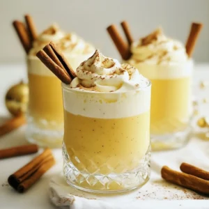 To make a delicious RumChata eggnog cocktail, gather the following items: - 4 cups whole milk - 1 cup heavy cream - 1 cup powdered sugar - 4 large eggs - 1 teaspoon pure vanilla extract - 1 teaspoon ground cinnamon - 1/2 teaspoon ground nutmeg - A pinch of salt - Cinnamon sticks for garnish - Whipped cream for topping Every ingredient plays a key role in this cocktail. The milk and cream create a rich base, while the eggs provide smoothness. Powdered sugar adds sweetness, which balances the spices. If you change any amounts, it can alter the taste and texture. For example, too much milk can make it too thin. Too many spices can overpower the drink. Stick to the measurements for the best results. Use fresh eggs for the best flavor and safety. Check the expiration date on your milk and cream. Fresh dairy products enhance the drink's taste. For spices, use ones that are fresh, not old. Ground spices lose flavor over time. If you can, grind whole spices just before use. This step adds a great depth of flavor to your eggnog. {{ingredient_image_2}} Start by gathering your ingredients. You will need four cups of whole milk, one cup of heavy cream, one cup of powdered sugar, and four large eggs. Also, grab one teaspoon of pure vanilla extract, one teaspoon of ground cinnamon, and half a teaspoon of ground nutmeg. Don&rsquo;t forget a pinch of salt, some cinnamon sticks for garnish, and whipped cream for topping. In a large mixing bowl, crack the eggs open. Add the powdered sugar. Whisk them together well. You want a smooth and creamy mix with no lumps. Next, slowly pour in the whole milk and heavy cream. Keep whisking until the mix is well combined. Now, add the vanilla extract, ground cinnamon, ground nutmeg, and a pinch of salt. Stir gently to blend the spices into the mix. Carefully pour the mixture into a large saucepan. Heat it over low heat. Stir often to prevent it from sticking or boiling. The goal is to warm it gently for about ten minutes. Once it&rsquo;s warm but not boiling, take it off the heat. Let it cool for a bit at room temperature. For a rich and creamy texture, use an immersion blender. If you don&rsquo;t have one, a traditional blender works too. Blend the eggnog for about 30 seconds or until it&rsquo;s frothy and smooth. After blending, place the eggnog in the refrigerator. Chill it for at least two hours. When you&rsquo;re ready to serve, pour the eggnog into festive glasses. Top it with a generous dollop of whipped cream. Add a cinnamon stick for that perfect touch. Enjoy the warmth and joy of this festive drink! Many people rush the mixing step. Take your time to whisk the eggs and sugar well. This helps to create a smooth base. Next, avoid boiling the eggnog. Heating it too fast can curdle the eggs. Keep the heat low and stir gently. Lastly, don&rsquo;t skip chilling the eggnog. This step makes it creamy and refreshing. To boost the flavor, use fresh spices. Ground cinnamon and nutmeg lose their punch over time. You can also add a splash of RumChata for a rich twist. If you like, try a hint of almond extract for a nutty touch. Mixing in some chocolate syrup can add a sweet depth too. Garnishing makes your drink pop! Top it with a generous dollop of whipped cream. Add a sprinkle of cinnamon for warmth. A cinnamon stick not only looks great but also adds flavor. You might also consider a light dusting of cocoa powder for a fun contrast. Use festive glasses to make it more special. Enjoy the joy this drink brings! Pro Tips Use Fresh Spices: For the best flavor, use freshly ground cinnamon and nutmeg instead of pre-ground spices. This enhances the aroma and taste of your eggnog. Chill Properly: Allow the eggnog to chill for at least 2 hours before serving. This not only improves the flavor but also ensures a refreshing drink. Blend for Creaminess: Blending the eggnog after heating will give it a frothy texture. An immersion blender works great for this step! Garnish with Care: When garnishing with whipped cream, add a sprinkle of cinnamon and a cinnamon stick for a beautiful presentation and extra flavor. {{image_4}} If you want a fun drink without alcohol, you can easily make an alcohol-free eggnog. Just leave out the RumChata. This version still tastes great and is perfect for kids or anyone who prefers not to drink. You can replace RumChata with extra vanilla or some almond extract. This swap keeps the flavor rich and festive. You can make your RumChata eggnog even more special by adding flavors. Try mixing in some chocolate syrup for a sweet twist. Just add two tablespoons when you whisk the milk and cream. You can also add crushed peppermint candies for a refreshing holiday touch. Mix in one teaspoon during the blending step for a minty kick. If you want a lighter drink or are lactose intolerant, try using milk alternatives. Almond milk, oat milk, or coconut milk work well in this recipe. Use the same amount as whole milk for the best results. Each milk adds a unique flavor, so choose what you like best. Almond milk gives a nutty flavor, while coconut milk adds a tropical vibe. Store any leftover eggnog in a clean glass jar or container. Seal it tightly to keep it fresh. Place it in the fridge. This will help it stay cold and safe to drink. Make sure to drink it within four days for the best taste. If you want to enjoy warm eggnog later, pour it into a saucepan. Heat it gently over low heat. Stir it often to avoid burning. Do not let it boil. Heating it this way keeps the flavor rich and smooth. Homemade eggnog lasts about four days in the fridge. If you see any change in color or smell, it&rsquo;s best to throw it away. For longer storage, you can freeze eggnog. Use a freezer-safe container and leave some space for expansion. It can last up to three months in the freezer. To use, thaw it in the fridge overnight before reheating it. Yes, you can make this eggnog ahead of time. Prepare it up to two days in advance. After blending, chill it in the fridge. This allows the flavors to blend well. Just remember to stir it before serving. The longer it sits, the better it tastes. If you don&rsquo;t have RumChata, use any cream liqueur. You can also mix spiced rum and cream. For a different flavor, try a coffee liqueur. Each choice gives a unique twist to your eggnog. Experiment and find what you enjoy best! To make this eggnog dairy-free, swap the milk and cream. Use almond milk or coconut milk instead. Look for dairy-free whipped cream for topping. This way, you can still enjoy the festive flavor. It keeps the drink creamy without any dairy. This blog post shared all you need for perfect eggnog. We covered key ingredients and their measurements, along with tips for freshness. You learned step-by-step instructions for mixing and heating your drink, plus ways to make it creamy. We discussed helpful tips to avoid mistakes and boost flavor. You also explored variations, storage tips, and answers to common questions. Enjoy your eggnog journey! This drink is fun to make and customize.