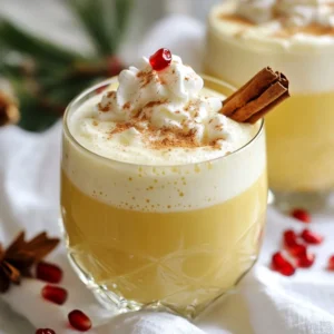 - 2 cups homemade eggnog (or store-bought for convenience) - 1 cup sparkling apple cider for a refreshing sparkle - 1 teaspoon vanilla extract to enhance the flavor - 1/2 teaspoon ground nutmeg for a warm, cozy spice For the Eggnog Champagne Fizz, I recommend using homemade eggnog if you can. It adds a rich flavor that really shines. However, store-bought eggnog works perfectly too, especially when time is tight. Next, sparkling apple cider is key. It brings bubbles and a fruity taste that balances the creaminess of the eggnog. Vanilla extract adds warmth and depth to the drink. Just a teaspoon will lift the entire flavor profile. Ground nutmeg gives that cozy spice that feels like a hug in a glass. It&rsquo;s a must for that festive touch. - Fresh cinnamon stick - Whipped cream - Pomegranate seeds Garnishes make your drink feel special. A fresh cinnamon stick adds a lovely aroma and looks great. Whipped cream is a classic topping. It adds a fluffy texture and sweetness that everyone loves. Pomegranate seeds offer a bright pop of color and a burst of tart flavor. They make your drink festive and fun. Feel free to mix and match these ingredients and garnishes. The Eggnog Champagne Fizz is all about your taste and celebration! {{ingredient_image_2}} In a large mixing bowl, combine the eggnog, sparkling apple cider, vanilla extract, and ground nutmeg. This mix creates the fun base for your Eggnog Champagne Fizz. The creamy eggnog blends well with the bubbly cider, giving you a light and festive drink. Next, use a whisk to gently blend the mixture. This step is key! You want to keep the bubbles from the cider. They add a nice fizz to your drink. After whisking, taste the mix. Adjust the flavors as needed. If you want more spice, add a pinch of nutmeg. If you like more sweetness, try a splash more vanilla. Now, chill the mixture in the fridge for about 30 minutes. This helps the flavors meld and makes the drink cool and refreshing. When you&rsquo;re ready to serve, fill each glass halfway with the eggnog fizz mixture. Leave some room for toppings! Dollop whipped cream on top of each glass for a fluffy finish. Sprinkle freshly grated cinnamon stick over the cream for extra flavor. If you want, add a few pomegranate seeds on top. They look beautiful and add a fun crunch! Enjoy your festive drink! To get the best flavor in your Eggnog Champagne Fizz, adjust it to your taste. You can add more nutmeg for spice or a splash of vanilla for sweetness. Always taste it before serving. This way, you make sure it is just right for you and your guests. Choosing the right type of eggnog matters too. You can use homemade or store-bought eggnog. Homemade eggnog gives a rich taste, while store-bought is quick and easy. If you choose store-bought, check the label for flavor and ingredients. Pick one with natural flavors for a better drink. Garnishing can make your drink look festive and fun. Try using fresh cinnamon sticks as a stirrer. It adds a nice touch and more flavor. You can also use whipped cream on top. It makes the drink feel rich and creamy. For a pop of color, sprinkle some pomegranate seeds on top. They look great and add a fruity burst. For extra fun, try adding sprigs of mint or a sprinkle of cocoa powder. These can make your drink even more special and inviting. Pro Tips Use Fresh Ingredients: Whenever possible, opt for fresh eggs and cream in your homemade eggnog to elevate the flavor and richness of your drink. Chill the Glasses: For an extra refreshing experience, chill your serving glasses in the freezer for a few minutes before pouring the Eggnog Fizz. Experiment with Spices: Feel free to experiment with other spices such as cloves or allspice for a unique twist on traditional flavors. Customize the Sweetness: If you prefer a sweeter drink, add a touch of maple syrup or honey to the mixture before chilling. {{image_4}} You can change up the sparkling beverage for a twist. Try using prosecco or champagne for a more adult drink. You can use ginger ale or club soda for a lighter taste. These options keep the drink bubbly and fun. If you want a family-friendly version, skip the alcohol. Replace sparkling cider with more apple juice or soda. This way, kids can enjoy the drink too. It still tastes festive and delicious. Winter brings special flavors to your drinks. You can add peppermint or mocha for a fun twist. These flavors make your Eggnog Champagne Fizz feel even more festive. Incorporating seasonal fruits can enhance your drink. Try adding cranberries for a pop of color. Pomegranate seeds can also add a fun crunch. Experimenting with these ingredients makes each drink unique. You can make the Eggnog Champagne Fizz ahead of time. This drink stays fresh and tasty. Mix the eggnog, sparkling apple cider, vanilla, and nutmeg in a bowl. Whisk gently to keep the fizz. Cover it, and chill for about 30 minutes. This helps the flavors blend well. You can prepare it a few hours before your guests arrive. Just be sure to add whipped cream and garnishes right before serving. This keeps them looking fresh and delicious. If you have leftover Eggnog Champagne Fizz, it's easy to store. Pour the drink into an airtight container. Keep it in the fridge. It will last for about 2 days. The fizz may fade a bit, but the flavor stays good. When you&rsquo;re ready to enjoy it again, give it a quick stir. You can also add a splash of sparkling cider for a little extra fizz. If you have any garnishes left, store them separately to keep them fresh longer. Eggnog Champagne Fizz is a festive drink. It combines creamy eggnog with sparkling apple cider. This drink has a rich flavor from the eggnog and a refreshing sparkle from the cider. The vanilla extract adds warmth, while ground nutmeg gives a cozy spice. Whipped cream on top makes it feel rich and special. You can also add pomegranate seeds for a pop of color. This drink is perfect for holiday cheer and celebration. Yes, you can easily make this drink non-alcoholic. Just skip the sparkling cider if you want. Instead, use a mix of sparkling water and a splash of apple juice. This gives a nice fizz without the alcohol. You can still add your eggnog, vanilla, and nutmeg. The result will be a delicious drink for everyone to enjoy. It&rsquo;s great for kids or those who prefer not to drink alcohol. Eggnog Champagne Fizz is perfect for many occasions. It shines at holiday parties and family gatherings. You can serve it for Christmas, New Year&rsquo;s Eve, or even a cozy winter night. This drink creates a festive feel and brings joy to any celebration. It also works well for brunches or festive dinners. Everyone loves a drink that looks good and tastes great! In this article, we explored the delightful Eggnog Champagne Fizz. You learned about the main ingredients like eggnog and sparkling cider, and how to mix them. I shared tips for perfecting the flavors and creative garnishes. Don't forget to try different sparkling drinks or seasonal fruits to make it your own. Enjoy making this festive cocktail for special occasions or family gatherings. With practice, you&rsquo;ll master this drink and impress your guests. Cheers to delicious holiday traditions!