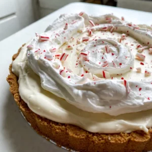 - 1 &frac12; cups crushed graham crackers - &frac12; cup unsalted butter, melted - 1/3 cup granulated sugar - 8 oz white chocolate, chopped - 1 cup heavy cream, chilled - 1 teaspoon peppermint extract - 1 cup mascarpone cheese, room temperature - 2 tablespoons powdered sugar - &frac14; cup crushed peppermint candies - Whipped cream for garnish This pie starts with a simple yet tasty crust. I use crushed graham crackers mixed with melted butter and a bit of sugar. This mix forms a crunchy base for the mousse. You can easily press this mixture into your pie dish. Next, the white chocolate is the star of this dessert. I chop it into small pieces and gently melt it. Stir it until smooth and let it cool slightly. This adds a rich sweetness to our mousse. Now, let&rsquo;s whip the cream! I chill the heavy cream first. Then, I whip it until soft peaks form. I slowly add powdered sugar to sweeten it up. When I get stiff peaks, I know it&rsquo;s ready. The next step is blending the mascarpone cheese with peppermint extract. This adds a fresh minty taste. I make sure it&rsquo;s smooth before folding in the melted chocolate. Finally, I carefully fold in the whipped cream. This keeps the mousse light and airy. I also mix in the crushed peppermint candies for a fun crunch. - Additional crushed peppermint candies - Chocolate curls - Fresh mint sprigs These toppings add extra flair. I love to sprinkle more crushed peppermint candies on top. Chocolate curls give a nice look and taste. Fresh mint sprigs also add color and freshness. These options let you personalize your pie for any occasion. {{ingredient_image_2}} Start by mixing the graham cracker crumbs, melted butter, and granulated sugar in a medium bowl. Stir until the crumbs are fully coated. This makes a tasty base for the pie. Next, press the mixture firmly into a 9-inch pie dish. Make sure it covers the bottom and sides evenly. Once done, place the crust in the refrigerator. Let it chill while you prepare the filling. To melt the white chocolate, place the chopped pieces in a microwave-safe bowl. Heat it in the microwave in 30-second intervals. Stir after each interval until the chocolate is smooth. This way, you prevent burning it. Let the melted chocolate cool slightly before mixing it into the mousse. Use a large mixing bowl for this step. Pour in the chilled heavy cream. Using an electric mixer, whip the cream on medium speed until soft peaks form. This should take about a minute. Gradually add the powdered sugar while you continue to whip. Keep mixing until you see stiff peaks. This creates a light and airy texture for your mousse. In another bowl, blend the mascarpone cheese with the peppermint extract. Mix well until smooth and creamy. Next, fold in the melted white chocolate. Use a rubber spatula to ensure everything combines without leaving any streaks. This will be the base of your mousse. Now, gently mix the whipped cream into the mascarpone mixture. Use a folding motion to keep the fluffiness. After that, fold in the crushed peppermint candies. This adds a delightful crunch and festive flavor to your mousse. Pour the peppermint mousse filling into the chilled graham cracker crust. Use a spatula to smooth the top evenly. Cover the pie with plastic wrap and refrigerate it for at least four hours. This allows the filling to set and become firm. To make whipped cream with stiff peaks, start with chilled heavy cream. Use a clean bowl and beaters. This helps the cream whip faster. Whip on medium speed until soft peaks form. Then, add powdered sugar slowly. Keep whipping until you see stiff peaks. This means the cream holds its shape well. Folding gently is key. When you add whipped cream to the chocolate mixture, use a rubber spatula. Scrape from the bottom and fold over the top. This keeps the light texture. Avoid stirring too hard; you don&rsquo;t want to deflate your mousse. You can make this pie a day in advance. Just cover it well with plastic wrap. It will stay fresh in the fridge for up to three days. This makes it great for parties and holiday gatherings. For a beautiful presentation, add dollops of whipped cream on top. Sprinkle with extra crushed peppermint candies for color and crunch. You can also add chocolate curls or fresh mint sprigs for more flair. Pair this pie with a rich coffee or hot chocolate. The flavors mix perfectly. Enjoy this festive dessert with family and friends! Pro Tips Use High-Quality White Chocolate: For the best flavor and texture, choose a high-quality white chocolate with a high cocoa butter content. This will give your mousse a rich and creamy taste. Chill Your Mixing Bowls: To achieve the best results when whipping cream, chill your mixing bowls and beaters in the refrigerator before use. This helps the cream whip up faster and increases volume. Don&rsquo;t Overmix the Whipped Cream: When folding the whipped cream into the mousse mixture, be gentle and avoid overmixing. This preserves the airiness and light texture of the mousse. Let It Set Overnight: For optimal flavor and texture, consider letting the pie set in the refrigerator overnight. This allows the flavors to meld together and results in a firmer mousse. {{image_4}} For a chocolate mint twist, add cocoa powder to your mousse. Start with 2 tablespoons of unsweetened cocoa powder. You can mix it in with the mascarpone and peppermint extract. This adds a rich flavor. You can also top your pie with chocolate shavings. Simply use a vegetable peeler on a chocolate bar. This gives a nice touch and extra sweetness. If you want a different crust, try an Oreo crust. Just crush about 24 Oreo cookies and mix them with &frac12; cup of melted butter. Press this mixture into your pie dish like the graham cracker crust. This adds a chocolatey depth to the pie. You could also use a nut crust for a gluten-free option. To make your pie less sweet, reduce the granulated sugar by half. You can also use dark chocolate instead of white chocolate. This changes the flavor and makes it richer. For a healthier option, consider using a sugar substitute. Options like stevia or monk fruit can work well. Always taste the filling before it sets to ensure it meets your sweetness preference. Store your No-Bake Peppermint White Chocolate Mousse Pie in the fridge. Use an airtight container to keep it fresh. This pie stays tasty for up to five days. If you cover it tightly with plastic wrap, it helps prevent any odors from other foods. Yes, you can freeze this pie! Wrap it well in plastic wrap and then place it in a freezer-safe container. This keeps it safe from freezer burn. It can be frozen for up to three months. When you are ready to enjoy it, move the pie to the fridge. Let it thaw overnight for the best texture and flavor. Avoid using the microwave, as it can change the mousse's creamy feel. Yes, you can make this pie ahead of time. It is best to refrigerate it for at least 4 hours. If you want to prepare it a day early, that works too! Just keep it covered in the fridge. This way, the mousse will set nicely, and the flavors will blend. You can use dark chocolate! It will change the flavor and texture. Dark chocolate has a richer taste, which pairs well with peppermint. However, it may make the pie less sweet. You might want to add a bit more sugar to balance the flavors. If you can't find mascarpone, you have options. Cream cheese works well as a substitute. You can also mix cream cheese with sour cream for a similar taste. Just remember, these will change the flavor a little, but they will still be tasty! This mousse pie can last in the fridge for about 3 days. Make sure to cover it to keep it fresh. After three days, it may lose its fluffiness and flavor. But I doubt it will last that long because it's so good! Yes, this pie can be gluten-free! Just use gluten-free graham crackers for the crust. There are many brands available now. Always check the label to be sure they are gluten-free. Enjoy this treat without worry! This blog post shows you how to make a delicious mousse pie. We discussed the main ingredients like white chocolate and crushed peppermint candies, and even tips for the perfect texture. You learned about variations, including a chocolate mint version, and ways to store your pie. In closing, this mousse pie is easy and fun to make. Enjoy sharing it with friends and family!