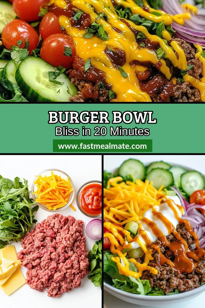 Discover the ultimate Loaded Burger Bowl recipe that's healthy, easy, and perfect for any meal! This vegetarian burger bowl is packed with flavor and freshness, making it a delicious loaded salad bowl recipe you don't want to miss. With ground beef or a plant-based option, this easy burger bowl is a vibrant and nutritious choice. Save this recipe for a quick, satisfying meal tonight! #LoadedBurgerBowl #HealthyRecipe #EasyBurgerBowl #VegetarianOption