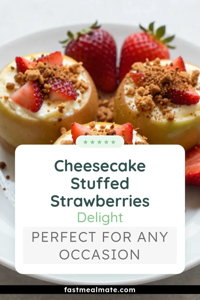 Indulge in the delightful taste of Strawberry Crunch Cheesecake Apples, a perfect blend of creamy and fruity goodness. This Baked Stuffed Apples Recipe features cream cheese stuffed apples with a crunchy graham cracker topping, making it a must-try Strawberry Cheesecake Dessert. Enjoy this healthy apple dessert that’s sure to impress! Try the recipe today and elevate your dessert game! #StrawberryCrunch #BakedApples #HealthyDesserts #CheesecakeDelight