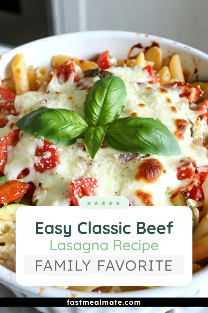 Looking for an easy pasta dinner recipe? Try this Cheesy Pasta Casserole, a baked penne recipe that your family will love! This vegetarian pasta bake is loaded with ricotta cheese, fresh veggies, and topped with melty mozzarella and Parmesan. Perfect for a weeknight meal, this ricotta cheese casserole is both hearty and creamy. Save this recipe for a comforting dish that everyone will enjoy! #BakedPasta #CheesyCasserole #VegetarianRecipes #PastaDinner