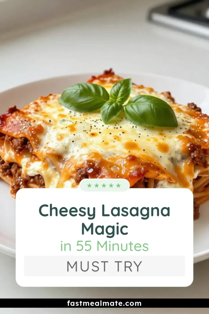 Indulge in the Ultimate Cheesy Weeknight Lasagna! This cheesy lasagna recipe features layers of easy lasagna with ricotta, hearty ground beef, and gooey mozzarella. Perfect for busy nights, this homemade lasagna recipe serves up comfort in every bite. Enjoy a baked lasagna dinner that your family will love. Try it tonight! Save this recipe for an effortless weeknight meal. #CheesyLasagna #WeeknightLasagna #EasyLasagna #HomemadeLasagna