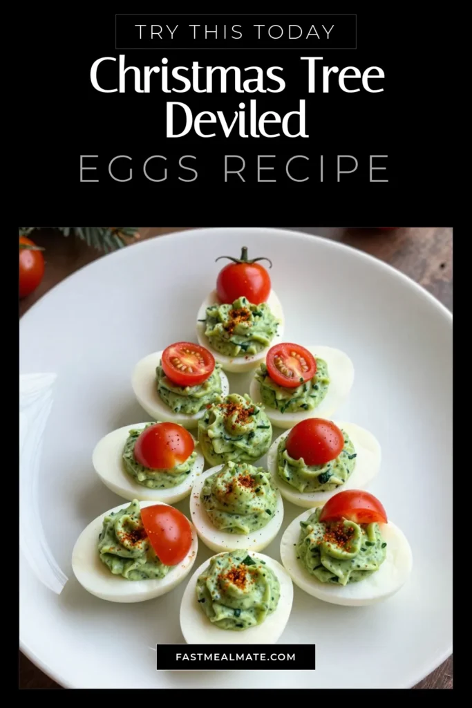 Add a festive twist to your holiday gatherings with these Christmas Tree Deviled Eggs! This delightful holiday deviled eggs recipe features creamy yolks, vibrant spinach, and mini tomato ornaments, making it a standout among festive appetizer ideas. Perfect for Christmas party snacks, these creative egg recipes not only look amazing but also taste delicious! Make your holiday gathering memorable by trying this fun recipe. Save now for a lovely Christmas treat! #ChristmasDeviledEggs #HolidayRecipes #FestiveAppetizers #ChristmasSnacks