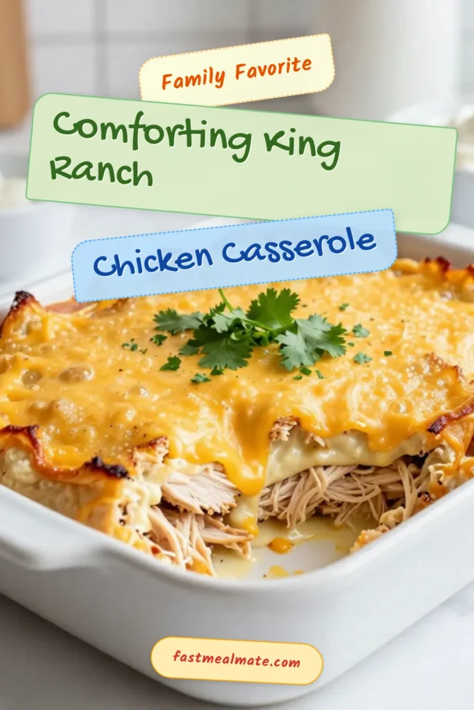 Discover the ultimate King Ranch Chicken Casserole that combines flavors of Tex-Mex in a creamy chicken casserole recipe! This easy chicken casserole features shredded chicken, rich soups, and cheesy goodness, perfect for family dinners. Bake until bubbly and golden for a cheesy chicken dinner your loved ones will adore. Ready to impress? Try this delicious recipe today! Save and share for later! #KingRanchChicken #EasyDinner #CheesyCasserole #TexMexCooking