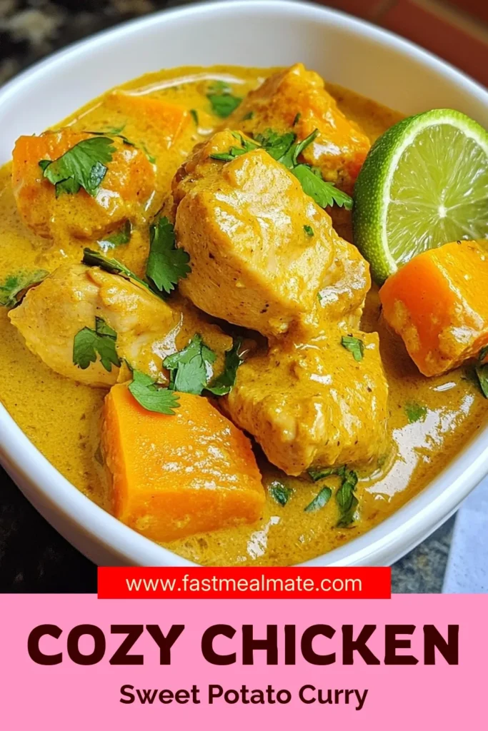 Discover the delight of this savory chicken curry with our easy sweet potato curry recipe! Made with tender chicken thighs, creamy coconut milk curry, and hearty sweet potatoes, this healthy curry recipe is perfect for a wholesome meal. It's quick to prepare and burst with flavor, making it ideal for any night of the week. Try it today and savor the goodness! Save this recipe for later. #ChickenCurry #SweetPotatoCurry #CoconutMilk #HealthyEating