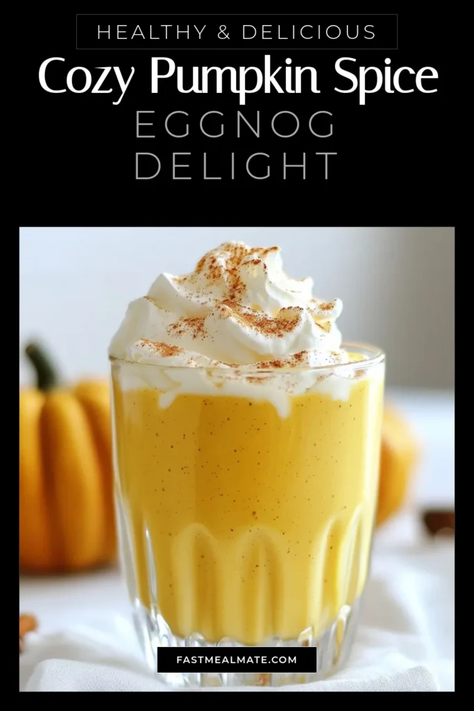 Indulge in the warmth of autumn with this delightful homemade pumpkin spice eggnog! This easy autumn eggnog recipe combines the comforting flavors of pumpkin and spices for a festive eggnog drink perfect for gatherings. With creamy milk, fresh pumpkin puree, and a hint of vanilla, it's a must-try pumpkin spice beverage. Get the recipe now and savor the season! #pumpkinspiceeggnog #homemadepumpkineggnog #festiveeggnogdrinks #autumneggnogrecipe
