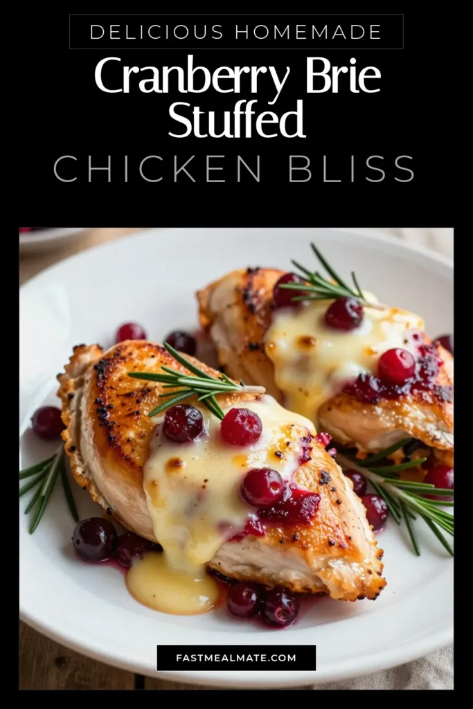 Get ready to impress with this Cranberry Brie Chicken! This easy stuffed chicken breast recipe features juicy chicken breasts filled with sweet cranberry and creamy Brie cheese, making it a perfect holiday chicken recipe. Enjoy baked chicken with cranberries that's sure to delight your guests. Ideal for any weeknight or festive gathering, try this delicious dish tonight! Don’t forget to save this recipe for later! #CranberryBrieChicken #StuffedChickenBreastRecipe #EasyChickenDinner #HolidayRecipe