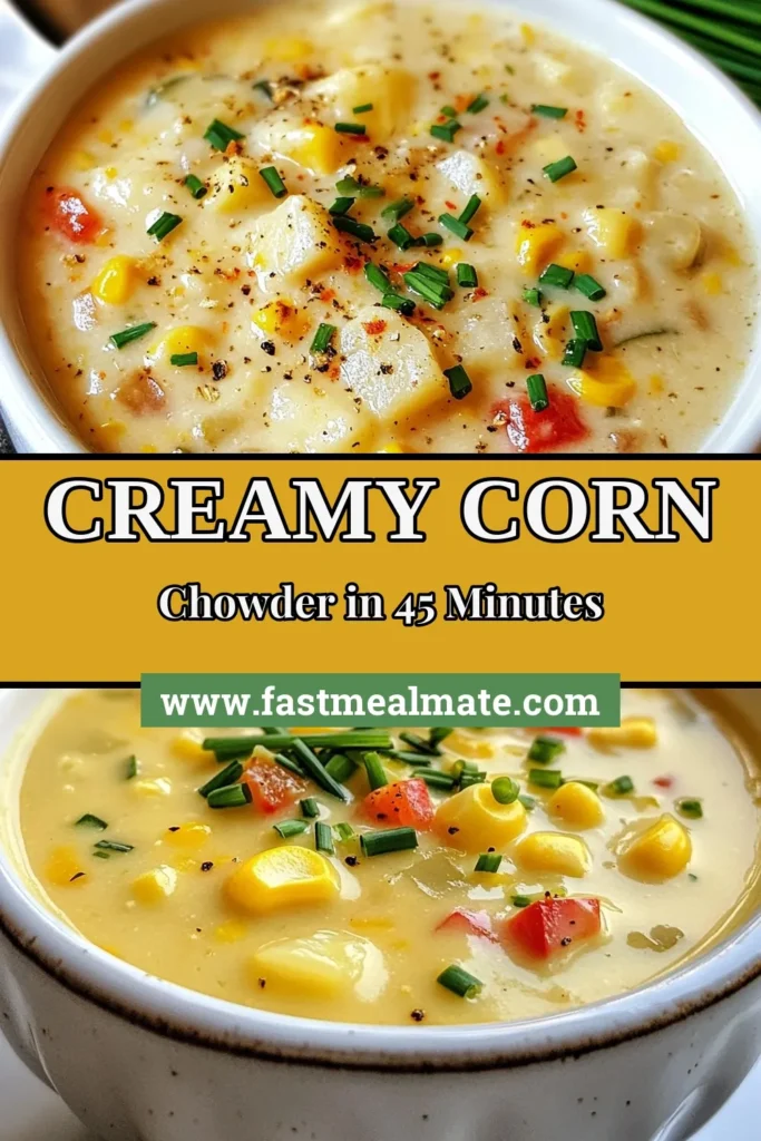 Discover the ultimate creamy corn chowder recipe that combines fresh sweet corn and coconut milk for flavor perfection. This easy vegetable chowder is not only comforting but also a delightful way to enjoy sweet corn recipes. With a hint of smoky flavor, this smoky corn chowder is perfect for any meal. Try it today and experience the deliciousness! Save this creamy coconut milk soup recipe for warm, hearty nights. #CornChowder #SweetCornRecipes #VegetableChowder #CoconutMilkSoup