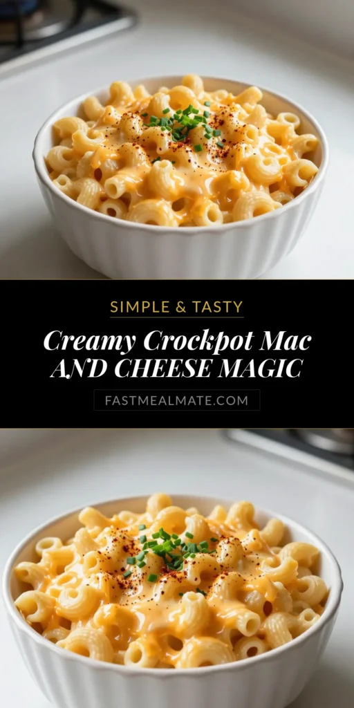 Savor the deliciousness of this creamy Crockpot mac and cheese that's perfect for lunch! This easy mac and cheese slow cooker recipe uses a mini crockpot for quick preparation, making it ideal for busy days. Enjoy a vegetarian mac and cheese that's both comforting and flavorful. Ready in just 50 minutes, it's a must-try for cheesy pasta lovers. Click to discover the full recipe and save for later! #CrockpotMacAndCheese #CreamyMacAndCheese #MiniCrockpotRecipes #EasyMacAndCheeseSlowCooker
