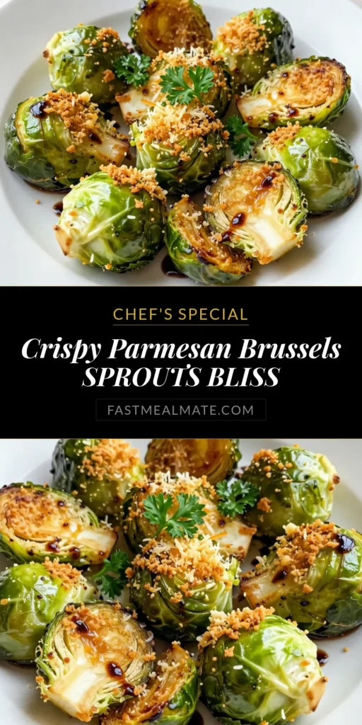 Enjoy the crispy goodness of Crispy Parmesan Brussels Sprouts with this easy and delicious Roasted Brussels Sprouts Recipe! Perfectly roasted and topped with Parmesan cheese, these Healthy Vegetable Side Dishes will elevate your meals. This vegan-friendly Brussels sprouts dish is quick to prepare and full of flavor. Try it today and savor the deliciousness! Save this recipe for later! #CrispyParmesanBrusselsSprouts #HealthyRecipes #VeganFriendly #ParmesanCheeseRecipes
