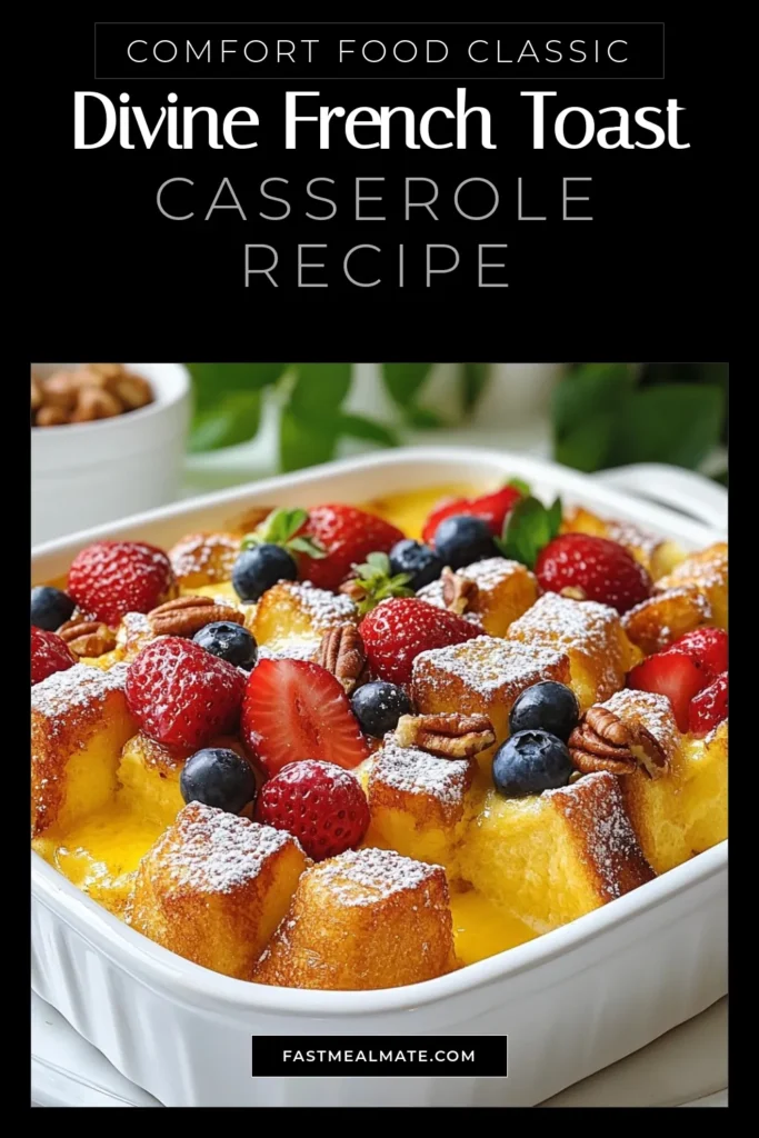 Indulge in this delicious French toast casserole that's perfect for breakfast! Our easy breakfast recipes feature a delightful brioche casserole recipe that you can prep ahead of time. Simply assemble this make-ahead French toast the night before and let it soak overnight. In the morning, bake for a delightful start to your day! Save this easy French toast casserole recipe for a comforting treat! #FrenchToastCasserole #EasyBreakfastRecipes #MakeAheadFrenchToast #OvernightFrenchToast