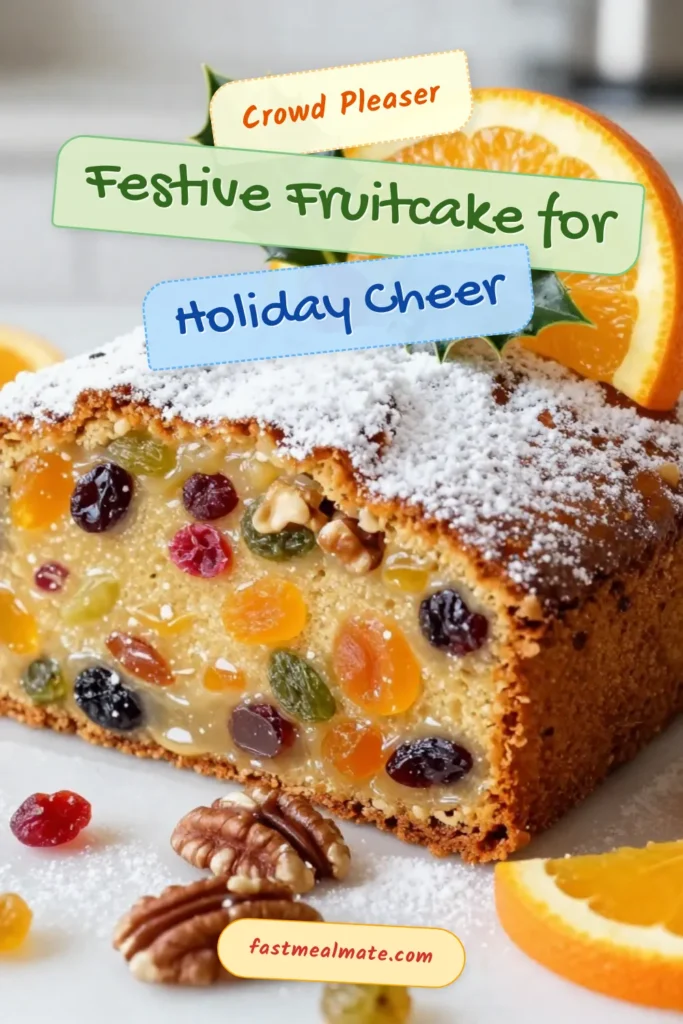 Discover the ultimate Christmas fruitcake recipe that's perfect for your holiday gatherings! This moist fruitcake combines mixed dried fruits, nuts, and spices for an irresistible festive dessert. With this easy fruitcake recipe, you'll celebrate the season with every slice. Impress your guests and create cherished memories with a classic holiday fruitcake that’s bursting with flavor. Save this recipe for your holiday baking! #ChristmasFruitcake #HolidayDesserts #FestiveBaking #EasyRecipes