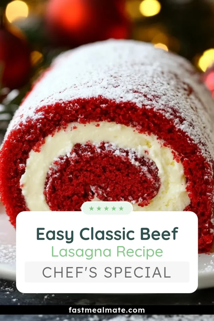 Delight your holiday gatherings with this Christmas red velvet cake roll! This festive cake roll recipe features a rich homemade red velvet roll filled with a luscious cream cheese filling cake that will impress family and friends. Perfect for your holiday dessert ideas, this treat is both beautiful and delicious. Get ready to roll and make this stunning cake today! Save this recipe for your festive baking! #ChristmasRecipes #RedVelvetCake #HolidayTreats #BakingFun