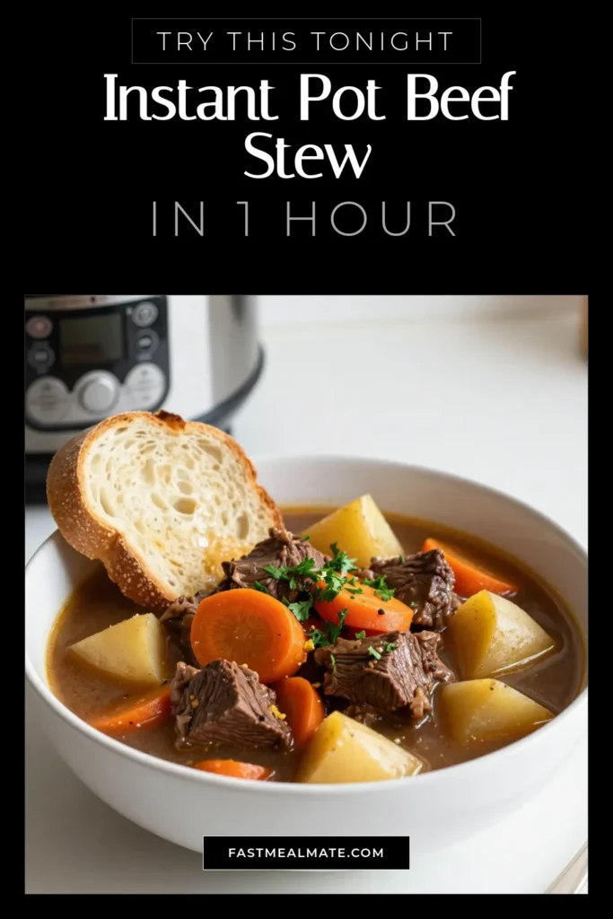 Looking for a comforting beef stew recipe? Try this easy beef stew instant pot method that's perfect for cozy nights! Our Instant Pot beef stew combines tender beef chuck with hearty vegetables and flavorful spices, all cooked under pressure for maximum taste. This delicious pressure cooker beef stew will become your go-to recipe! Save this hearty beef stew recipe to enjoy soon. #InstantPotBeefStew #BeefStewRecipe #EasyBeefStew #PressureCookerRecipes