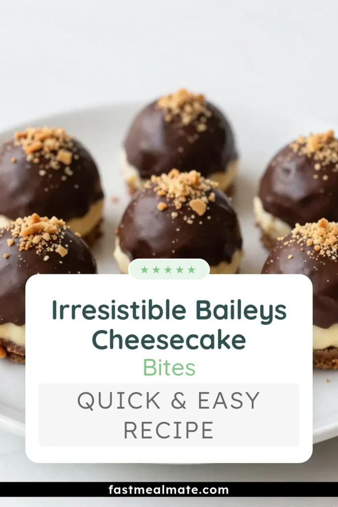 Indulge in these creamy Baileys cheesecake truffles for a delicious treat! This no-bake cheesecake bites recipe combines cream cheese, chocolate, and Baileys for an unforgettable dessert. Perfect for parties, these easy dessert truffles are sure to impress. Follow our simple chocolate truffle recipe to create 20 delightful bites. Save this recipe for your next gathering! #BaileysCheesecakeTruffles #ChocolateTruffleRecipe #NoBakeDesserts #EasyDessertTruffles
