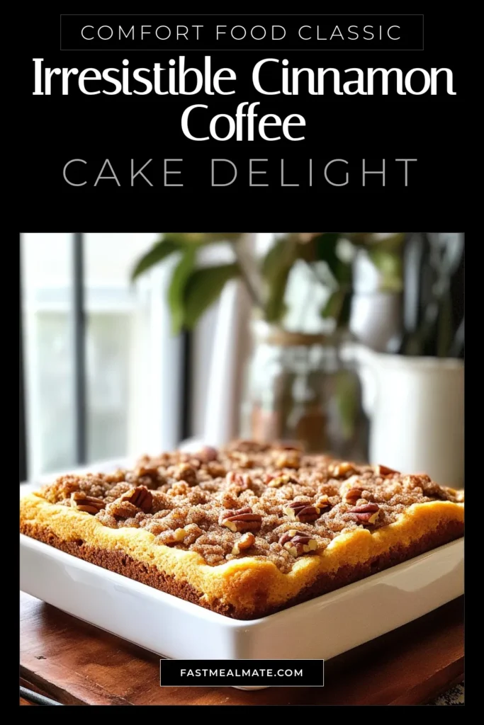 Indulge in this delightful Cinnamon Streusel Coffee Cake, an easy coffee cake recipe that's perfect for any gathering! Made with rich sour cream, this homemade coffee cake is topped with a crunchy streusel topping cake that elevates every bite. Perfectly moist and flavorful, it's sure to impress your family and friends. Don't miss out on this delicious treat; save and try the recipe today! #CinnamonStreuselCoffeeCake #EasyCoffeeCakeRecipe #SourCreamCoffeeCake #HomemadeCoffeeCake