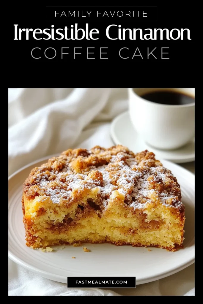 Indulge in this delicious Cinnamon Streusel Coffee Cake, the best coffee cake with nuts you'll ever make! This easy coffee cake recipe features a moist batter layered with buttery cinnamon streusel, making it a perfect homemade cinnamon coffee cake for brunch or dessert. With simple ingredients and quick prep, you can enjoy a slice with your coffee in no time. Save this recipe for your next gathering! #CoffeeCake #Baking #RecipeIdeas #DessertRecipes