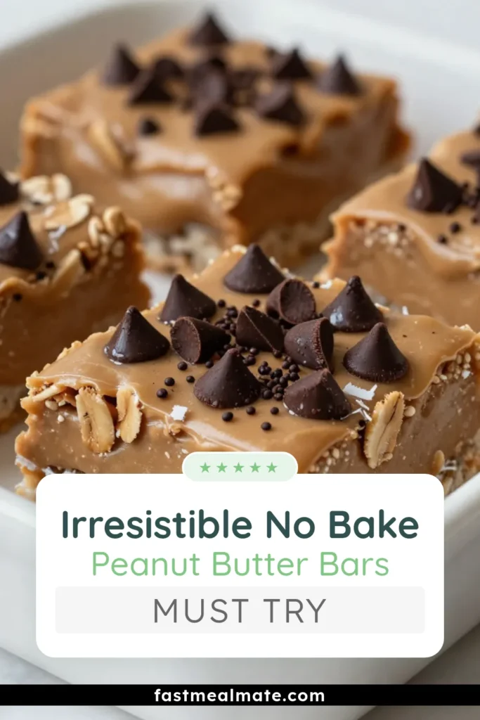 Indulge in these no-bake peanut butter bars, your gateway to peanut butter heaven! Perfect as a healthy snack recipe or an easy dessert recipe, these no-bake treats are packed with nourishing ingredients like oats, flaxseed, and coconut. Whip them up in just 10 minutes and chill for a deliciously satisfying treat. Save this recipe for your next craving and enjoy every bite! #NoBakePeanutButterBars #HealthySnackRecipes #EasyDessertRecipes #NoBakeTreats