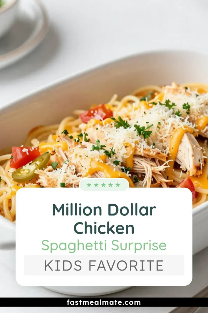 Discover the irresistible taste of Million Dollar Chicken Spaghetti with this creamy chicken spaghetti recipe. This easy chicken spaghetti bake combines tender chicken, cheesy goodness, and savory flavors for the perfect family meal. Try this baked spaghetti with chicken recipe for a cozy dinner that everyone will love. Don't miss out—save this cheesy chicken pasta recipe for your next weeknight feast! #ChickenSpaghetti #BakedSpaghetti #EasyDinner #CheesyPasta