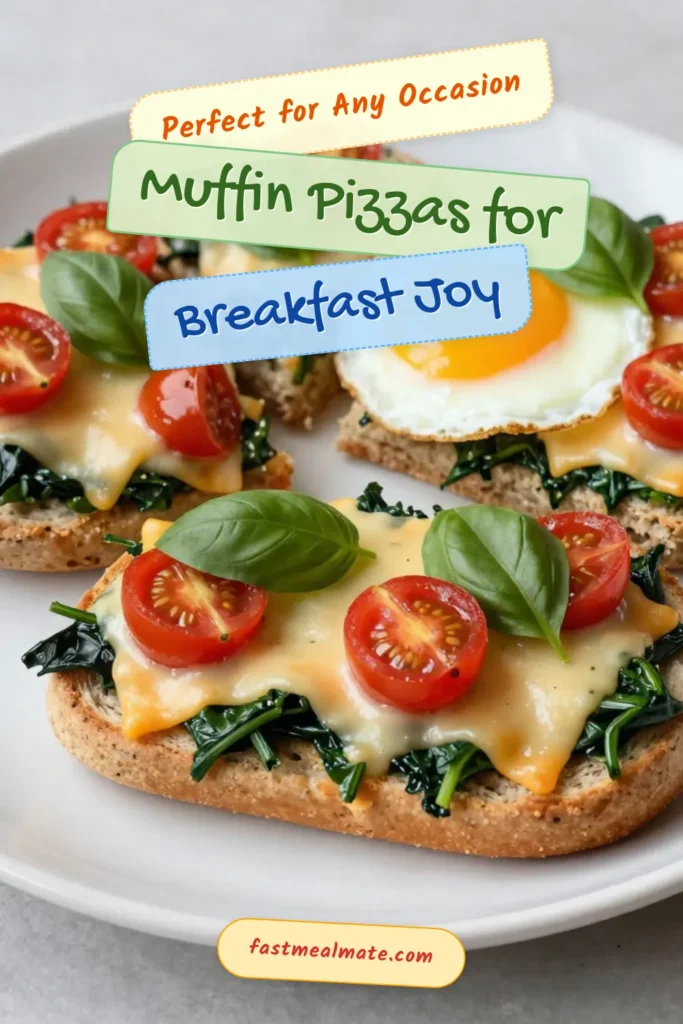 Start your day with these delicious breakfast English muffin pizzas! A perfect blend of healthy breakfast recipes, these whole wheat muffin recipes are not only nutritious but also easy to make. Topped with spinach and tomato breakfast goodness, they're an ideal option for busy mornings. Try this simple recipe with flavorful eggs and enjoy a delightful meal. Save this for your next breakfast inspiration! #BreakfastRecipes #HealthyEating #MuffinPizzas #WholeWheat