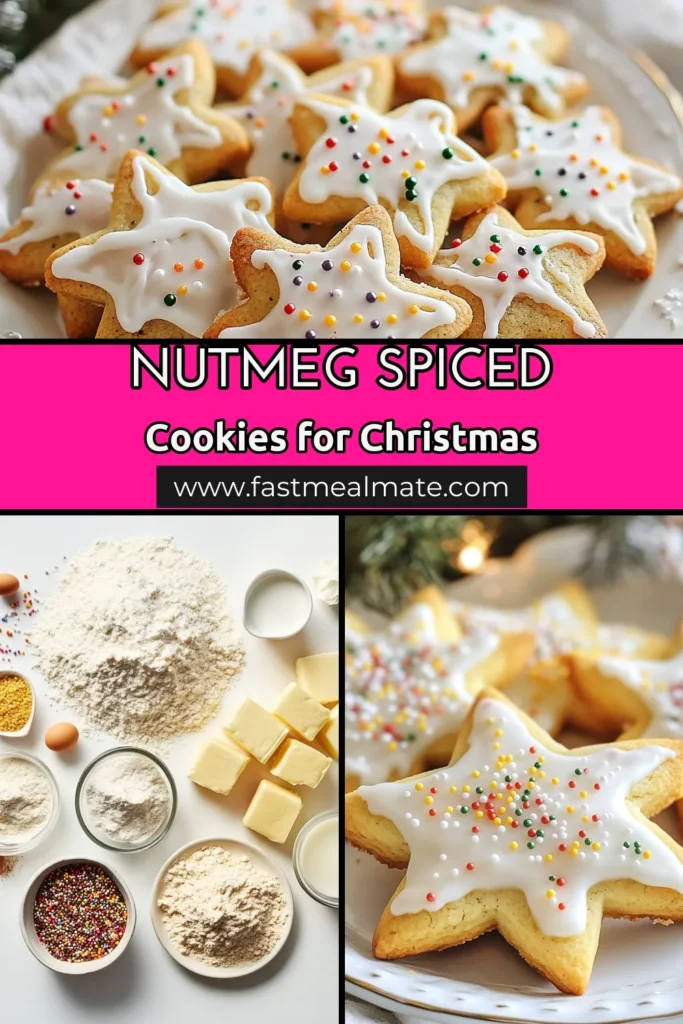 Get into the holiday spirit with these delightful nutmeg spiced cookies! This easy Christmas cookie recipe is perfect for your holiday baking, bringing warmth and joy to your festivities. Decorate your cookies with colorful sprinkles for a festive touch that kids and adults will love. Make this nutmeg spiced Christmas cookies recipe and share the joy with friends and family. Click to save and start baking today! #ChristmasCookies #HolidayBaking #NutmegSpicedCookies #FestiveSweetTreats