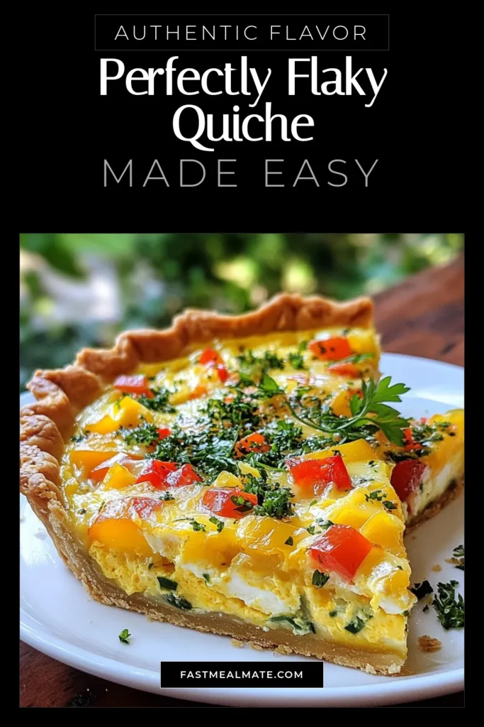 Indulge in the deliciousness of our Classic Flaky Crust Quiche! This classic quiche recipe features a homemade quiche filling packed with fresh vegetables and creamy egg. With our easy quiche crust, you can have a delightful dish perfect for brunch or any meal. Follow this simple recipe to create a flaky crust quiche that your family will love. Save it for your next cooking adventure! #QuicheRecipe #FlakyCrust #HomemadeQuiche #BrunchIdeas