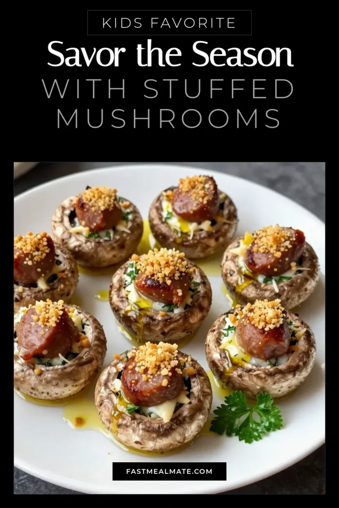 Delight your guests this holiday season with these festive sausage-stuffed mushrooms! This easy Christmas appetizer is perfect for any holiday gathering, showcasing a delicious mix of Italian sausage, cream cheese, and Parmesan. Whether you're hosting or attending a party, this stuffed mushroom recipe is a must-try. Save this holiday appetizer recipe for a flavorful hit at your next celebration! #SausageStuffedMushrooms #HolidayAppetizers #ItalianSausageAppetizers #EasyChristmasAppetizers