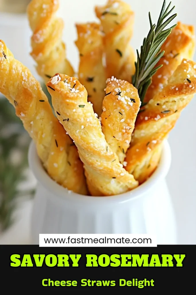 Indulge in the savory delight of Rosemary Parmesan straws, the perfect addition to your appetizer spread. This Cheese straws recipe combines the rich flavor of Parmesan cheese snacks with aromatic rosemary for a tasty treat everyone will love. Easy to make, these homemade cheese sticks are great for parties or casual snacking. Try them today and delight your guests! Save this recipe for your next gathering! #RosemaryParmesanStraws #CheeseStrawsRecipe #ParmesanCheeseSnacks #RosemaryAppetizers