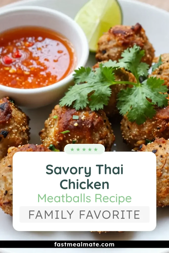 Discover the flavors of Thailand with this easy Thai baked chicken meatballs recipe! These savory Thai meatballs made from ground chicken are perfect for a quick dinner or a delicious appetizer. Baked to perfection, they're juicy and bursting with spices. Get ready to impress your family and friends with these mouthwatering bites! Try them tonight and don’t forget to save this recipe for later! #ThaiBakedChickenMeatballs #EasyThaiMeatballs #SavoryThaiMeatballs #BakedChickenMeatballsRecipe