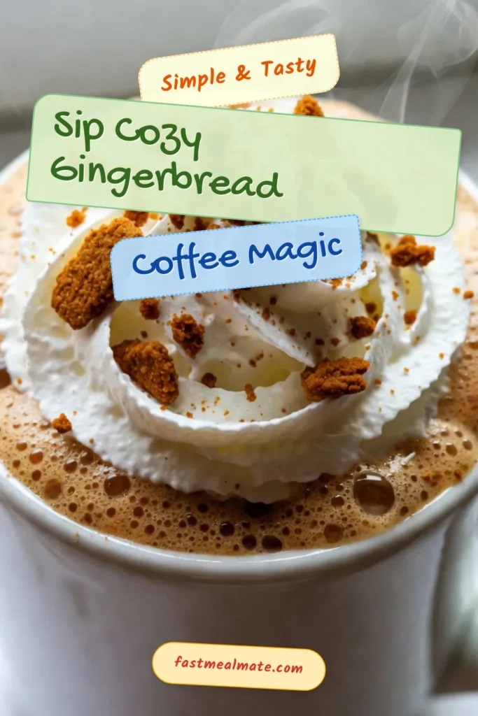 Warm up with this delicious Hot Spiced Gingerbread Coffee! This cozy coffee beverage is perfect for chilly days and festive gatherings. Made with a perfect blend of spices, molasses, and creamy milk, this Gingerbread Coffee Recipe is a must-try for the holiday season. Elevate your spiced coffee drinks with this delightful twist that even your guests will love. Save this recipe and enjoy a sip of the holidays! #GingerbreadCoffee #SpicedCoffee #CozyBeverages #HolidayRecipes