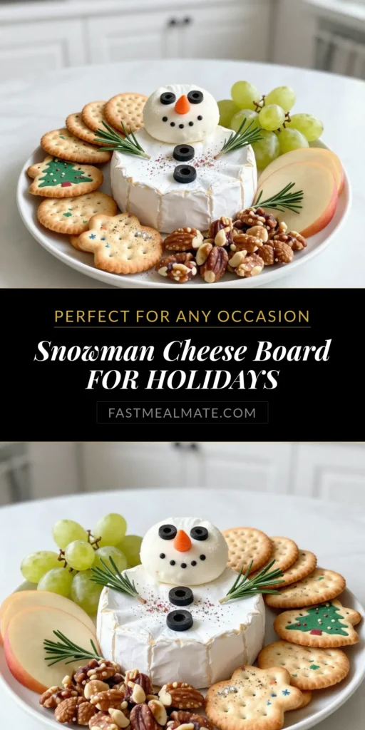 Create the ultimate Snowman cheese board for your holiday gatherings with this delightful Christmas cheese platter! Featuring creamy brie, tangy goat cheese, and an array of colorful fruits, this festive cheese board idea is all about fun and flavor. Decorate it with edible glitter for a magical touch that guests will love. Perfect for any holiday celebration, this edible masterpiece will surely be a crowd-pleaser. Save this Snowman cheese board recipe and impress your friends! #ChristmasCheesePlatter #FestiveCheeseBoardIdeas #HolidayCheeseDecoration #EdibleGlitterCheeseBoard