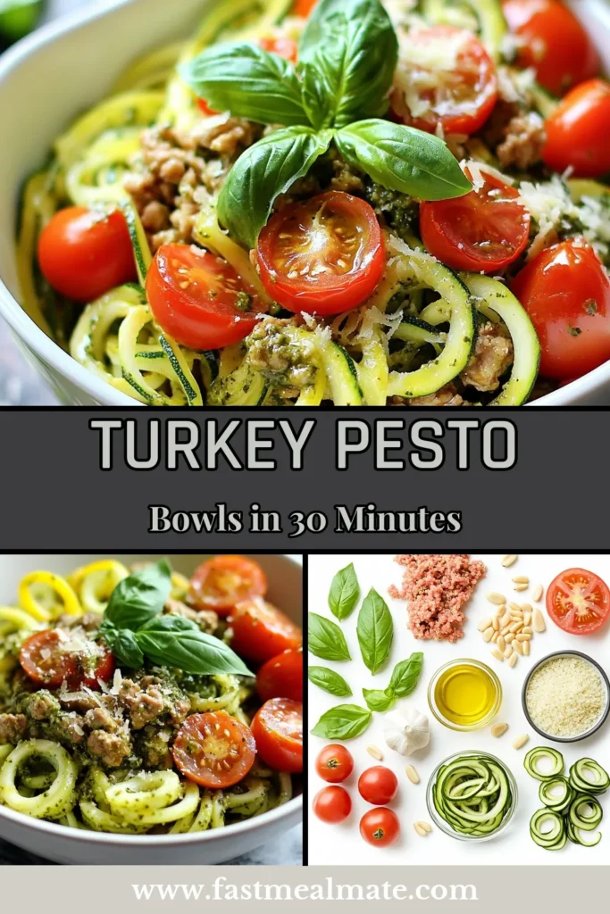 Discover a deliciously healthy Turkey Pesto Bowl Recipe that’s perfect for any meal! This ground turkey recipe is packed with protein and combined with vibrant ingredients like zucchini and cherry tomatoes, all tossed in a flavorful garlic pesto sauce. Enjoy a nourishing quinoa bowl that’s easy to make and full of fresh flavors. Try this zucchini cherry tomato dish today and elevate your dinner game! Save for later! #TurkeyPestoBowl #HealthyQuinoaBowls #GroundTurkeyRecipes #GarlicPestoSauce