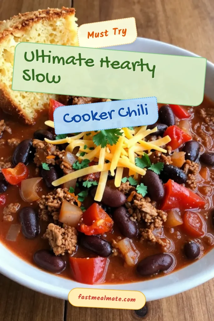 Discover the ultimate slow cooker chili recipe that’s perfect for cozy nights! This hearty chili features ground turkey and black beans, making it a delicious and nutritious option. Simple to prepare, this easy chili recipe allows the flavors to blend perfectly as it cooks all day. Serve it hot with fresh cilantro and shredded cheese for a satisfying meal. Pin this slow cooker chili now and savor every bite! #SlowCookerChili #HeartyChiliRecipe #GroundTurkeyChili #EasyChiliRecipe