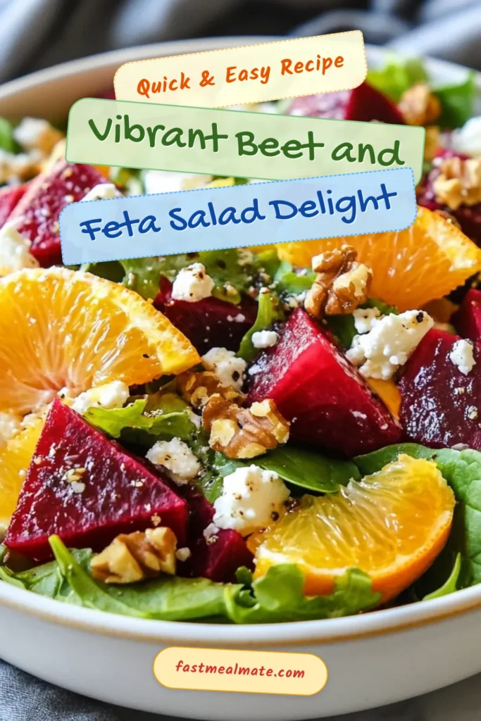 Discover the vibrant flavors of this Beet and Feta Citrus Salad! This healthy salad with feta combines roasted beets, mixed greens, and fresh citrus for a refreshing twist. Perfect as a side or light meal, this citrus salad recipe is packed with nutrients and taste. Toss in walnuts for added crunch and enjoy a delightful roasted beet salad that dazzles. Try it today! #BeetAndFetaSalad #CitrusSaladRecipe #HealthySalad #MixedGreensSalad