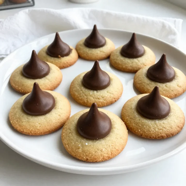 To make Gingerbread Kiss Cookies, gather the following ingredients: - 2 1/4 cups all-purpose flour - 1 teaspoon baking soda - 2 teaspoons ground ginger - 1 teaspoon ground cinnamon - 1/2 teaspoon ground cloves - 1/4 teaspoon salt - 3/4 cup unsalted butter, softened to room temperature - 1/2 cup packed brown sugar - 1/2 cup granulated sugar, plus extra for rolling - 1 large egg - 1/4 cup molasses - 1 teaspoon vanilla extract - 24 chocolate kisses, unwrapped - Optional: Sprinkles or coarse sugar for garnish Each ingredient plays a key role. The flour gives structure, while the baking soda helps cookies rise. The spices bring warmth. Butter adds richness, and sugars create sweetness and a lovely texture. Molasses adds depth, and vanilla enhances the flavor. Finally, chocolate kisses provide a delicious surprise. Feel free to add sprinkles for a festive touch! {{ingredient_image_2}} Set your oven to 350°F (175°C). This is the best temperature for baking gingerbread cookies. Prepare a baking sheet by lining it with parchment paper. This helps the cookies not to stick. In a medium bowl, whisk together the flour, baking soda, ground ginger, ground cinnamon, ground cloves, and salt. Make sure you mix well so there are no lumps. Set this mixture aside for later. In a large bowl, use an electric mixer to cream the softened butter, brown sugar, and granulated sugar. Mix until the mixture is light and fluffy. This should take about 3 to 5 minutes. This step is key for a nice texture. Now, add the egg, molasses, and vanilla extract to the creamed mixture. Beat until everything is smoothly combined. Make sure not to overmix at this stage. Roll the dough into 1-inch balls. Then, roll each ball in granulated sugar until coated. Place the balls on the prepared baking sheet, spacing them about 2 inches apart. This helps the cookies spread evenly while baking. After baking for about 8-10 minutes, take the cookies out of the oven. While they are still hot, gently press a chocolate kiss into the center of each cookie. This adds a sweet surprise! Allow the cookies to cool on the baking sheet for a few minutes. Then, carefully move them to a wire rack to cool completely. For a fun touch, arrange the cookies on a decorative plate and sprinkle with colorful holiday-themed sprinkles or coarse sugar. To get tender cookies, start with room-temperature butter. Soft butter mixes better, making the dough smooth. Cream the butter and sugars for about 3-5 minutes. This step gives cookies a light and fluffy feel. Mix the dry and wet ingredients until just combined. Overmixing makes cookies tough. Sprinkles can add a fun touch! Use colorful holiday-themed sprinkles or coarse sugar on top. After shaping the dough balls, roll them in sugar. This gives a sweet crunch and a pretty shine. You can even drizzle melted chocolate over cooled cookies for extra flair. Watch your baking time closely. Cookies should bake for 8-10 minutes. The edges must be firm while the centers stay soft. If cookies spread too much, check your oven temperature. An oven thermometer helps ensure the right heat. If your cookies are too hard, try reducing the baking time next time. Pro Tips Chill the Dough: For even better flavor and texture, chill the cookie dough for at least 30 minutes before shaping and baking. This allows the spices to meld beautifully. Use Fresh Spices: Ensure your ground spices are fresh for the best flavor. Stale spices can diminish the aromatic qualities of your cookies. Press Kisses Gently: When pressing the chocolate kisses into the warm cookies, do so gently to prevent the cookies from flattening too much. Storage Tips: Store the cookies in an airtight container at room temperature for up to a week to keep them soft and chewy. {{image_4}} To make gluten-free gingerbread kiss cookies, swap the all-purpose flour. Use a 1:1 gluten-free baking mix. Look for blends with xanthan gum. This adds the right texture. You can also try almond flour or coconut flour. Just remember to adjust the liquid in the recipe. These flours absorb more moisture. Want to spice things up? Consider adding nutmeg or allspice for extra warmth. A little cayenne can give a surprising kick. You can also mix in some finely chopped candied ginger. This adds texture and a sweet zing. For a twist, try adding orange zest. It brings a fresh, bright flavor that pairs well with ginger. Decorating your cookies can be fun! Try drizzling melted chocolate over the top. Use white or dark chocolate for a nice contrast. You can also add festive sprinkles or colored sugar. For a holiday look, use red and green. Another idea is to dust the cookies with powdered sugar. This gives a snowy effect and looks lovely on a plate. To keep your Gingerbread Kiss Cookies fresh, place them in an airtight container. Layer parchment paper between the cookies to prevent sticking. Store them at room temperature for best results. Keep them away from heat or moisture. This helps maintain their soft texture and flavor. You can freeze both the cookie dough and the baked cookies. For dough, shape it into balls and freeze them on a baking sheet. Once frozen, transfer the balls to a zip-top bag. For baked cookies, let them cool completely first. Then, place them in a freezer-safe container. They can last up to three months in the freezer. When stored properly, these cookies last about a week at room temperature. If you freeze them, they remain good for about three months. Always check for any signs of spoilage before enjoying. This way, you can savor every bite of your delightful treat! Yes, you can use different sugars. Brown sugar adds moisture and flavor. It makes your cookies soft and chewy. Granulated sugar gives a nice crunch when rolled. You can also try coconut sugar for a deeper taste. Remember, each sugar changes the texture a bit. If you don't have molasses, try honey or maple syrup. Both add sweetness and some flavor. You can also mix brown sugar with a bit of water to mimic molasses. This keeps your cookies moist and tasty. Watch for the edges of the cookies. They should look firm and set. The centers may still appear soft. This is okay! They will firm up as they cool. A golden brown color is another good sign. Yes, you can make vegan gingerbread kiss cookies! Use coconut oil instead of butter. For the egg, try a flax egg or applesauce. You can also find vegan chocolate kisses for a tasty treat. These swaps keep the flavor and fun intact! This blog post shared a detailed guide to making delicious Gingerbread Kiss Cookies. You learned about essential ingredients, step-by-step baking instructions, and helpful tips to achieve the perfect cookie. We also explored variations, storage tips, and answered common questions. Baking can be fun and rewarding. With these tools, you can make great cookies to share. Enjoy the process and impress friends and family with your baking skills.