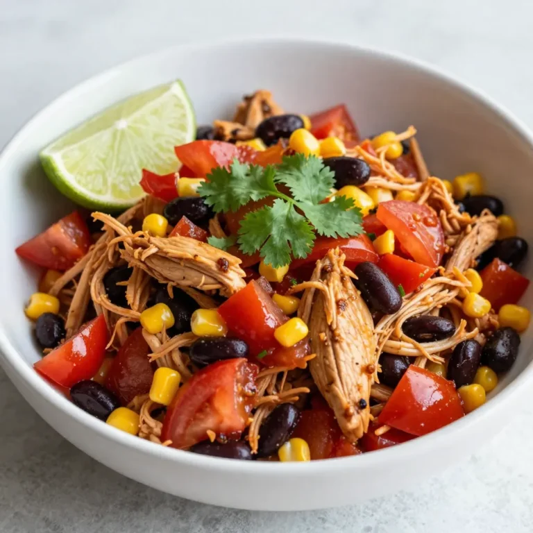 When I make a Dump-and-Go Chicken Crockpot Dinner, I gather simple, tasty ingredients. Here’s what you need: - 4 boneless, skinless chicken breasts - 1 can (15 oz) diced tomatoes, with juices - 1 can (15 oz) black beans, drained and rinsed - 1 cup corn kernels - 1 red bell pepper, finely diced - 1 medium onion, chopped - 2 cloves garlic, minced - 1 teaspoon ground cumin - 1 teaspoon chili powder - Salt and black pepper to taste - 1 cup chicken broth - Fresh cilantro, chopped (for garnish) - Lime wedges (for serving) These ingredients work well together. The chicken is tender and juicy. The spices add warmth and flavor. Diced tomatoes bring a nice, juicy texture. Black beans and corn add fiber and sweetness. The cilantro on top adds freshness. Each bite is a delight! Feel free to swap ingredients based on what you have. Use different beans or veggies for a twist. The goal is to make cooking fun and easy! {{ingredient_image_2}} - Arrange chicken breasts in the crockpot. Place them flat at the bottom. This helps them cook evenly. - Mix vegetables and spices in a bowl. Combine diced tomatoes, black beans, corn, red bell pepper, onion, and garlic. Stir well to blend all ingredients. - Layer vegetable mixture over the chicken. Spread it out to cover the chicken completely. - Pour broth over the mixture. This adds moisture and flavor to the dish. - Set cooking time. Choose low for 6-8 hours or high for 3-4 hours. - Shred chicken after cooking. Use two forks to break the chicken into pieces. Mix it well with the vegetables and broth. - Garnish with cilantro. This adds a fresh touch to your meal. - Serve with lime wedges, tortillas, or rice. Each option enhances the dish's taste. Enjoy your delicious meal! To achieve perfect shredding of chicken, cook it until tender. Use two forks to shred it right in the pot. This keeps all the juices and flavors in the dish. For the best flavor, set your crockpot to low for 6-8 hours. If you're in a hurry, the high setting cooks it in 3-4 hours. If you don’t have fresh ingredients, frozen works well too. For instance, you can use frozen corn or canned beans. Just rinse canned beans to remove extra salt. If you want more flavor, you can boost spices. Add more cumin or chili powder according to your taste. Using homemade broth gives a richer taste than store-bought. If you have time, try marinating the chicken. A simple mix of lime juice, garlic, and spices adds depth. Marinate for at least 30 minutes for the best results. Each step makes your dish even more delicious! Pro Tips Use Frozen Corn: Frozen corn is a great time-saver and can be added directly to the crockpot without thawing, maintaining its sweetness and texture. Customize the Spice Level: Adjust the amount of chili powder according to your preference; for a milder dish, reduce it, or for extra heat, add a pinch of cayenne pepper. Experiment with Vegetables: Feel free to add other vegetables such as zucchini, carrots, or jalapeños for added flavor and nutrition. Leftovers are Perfect for Tacos: This chicken mixture makes a delicious filling for tacos; just top with your favorite toppings like avocado, cheese, or sour cream. {{image_4}} You can easily change some ingredients in this recipe. Try different beans like pinto or kidney beans. You can also add more veggies, such as zucchini or spinach. If you want a different protein, ground beef or turkey works well too. Just make sure to adjust cooking times based on the protein you choose. Want more heat? Try adding diced jalapeños or a splash of hot sauce. You can adjust the chili powder too. Use less for a milder dish or more for extra spice. Taste as you go to find your perfect level of heat. You don’t have to use a crockpot! You can bake this dish in the oven. Just place everything in a baking dish, cover it, and cook at 350°F for about an hour. If you have an Instant Pot, you can also make it there. Use the sauté function first, then add the rest of the ingredients and cook on high pressure for about 15 minutes. To keep your Dump-and-Go Chicken Crockpot Dinner fresh, store leftovers in an airtight container. This helps keep out air and moisture. When stored correctly, it lasts in the fridge for about 3 to 4 days. Always let the dish cool down before sealing it, as this helps avoid condensation, which can make your food soggy. To freeze this meal for later, follow these steps: - Let the dish cool completely. - Portion it into freezer-safe bags or containers. - Label each bag with the date to keep track. This meal can stay fresh in the freezer for up to 3 months. When you’re ready to enjoy it again, take it out of the freezer and let it thaw overnight in the fridge. For the best flavor when reheating, use the stovetop or microwave: - Stovetop: Place the dish in a pot over medium heat. Stir often until it’s hot throughout. - Microwave: Use a microwave-safe bowl. Heat in short bursts, stirring in between, until hot. To avoid dryness, add a splash of chicken broth or water while reheating. This keeps the dish moist and tasty. Cooking time varies by setting. If you use low heat, it takes 6 to 8 hours. For high heat, it takes 3 to 4 hours. Always check that the chicken is tender and fully cooked. Yes, you can prepare it the night before. Place the chicken and vegetables in the crockpot. Cover it and store it in the fridge. In the morning, add the broth and start cooking. This saves time and makes it easy for busy days. You can serve this dish with warm tortillas or over fluffy rice. Fresh cilantro adds flavor and color. Lime wedges give a nice zing. Simple salad or steamed veggies also work well for balance. This blog post offers a simple and tasty recipe for a chicken crockpot dinner. You learned about key ingredients, cooking steps, and tips to enhance flavor. I also shared ways to store and reheat leftovers. When you try this dish, feel free to swap ingredients or adjust the spices to fit your taste. I hope you enjoy the ease of cooking and the rich flavors this recipe brings to your table. Happy cooking!