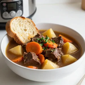 - 2 pounds beef chuck, cut into 1-inch cubes - 1 tablespoon olive oil - 1 medium onion, diced - 3 cloves garlic, minced - 4 medium carrots, sliced into rounds - 3 medium potatoes, diced into 1-inch pieces - 2 cups beef broth (low-sodium recommended) - 1 teaspoon dried thyme - 1 teaspoon smoked paprika - 2 bay leaves - Salt and freshly ground black pepper to taste Beef chuck is key for this stew. It becomes tender and flavorful after cooking. Use fresh vegetables for the best taste. The broth adds depth, while herbs like thyme and paprika elevate the flavors. - 1 tablespoon cornstarch (optional, for thickening) - 2 tablespoons water (optional, for thickening) If you like a thicker stew, you can add cornstarch. Mix it with water to form a slurry. This adds a nice texture and richness. - Instant Pot - Saut&eacute;ing utensil An Instant Pot is great for this stew. It cooks the meat quickly and keeps it juicy. A good saut&eacute;ing utensil helps to stir and brown the ingredients evenly. {{ingredient_image_2}} 1. Set to 'Saut&eacute;' function: First, turn on your Instant Pot. Select the 'Saut&eacute;' setting. This will heat up the pot for cooking. 2. Heat olive oil: Pour in 1 tablespoon of olive oil. Let it warm for a minute until it shimmers. 1. Saut&eacute; aromatics (onion and garlic): Add 1 medium diced onion and 3 minced garlic cloves to the pot. Cook these for 2-3 minutes. The onion should turn soft and clear. 2. Brown the beef: Next, add 2 pounds of beef chuck, cut into 1-inch cubes. Season it with salt and pepper. Cook for 5-7 minutes until the beef is browned on all sides. 3. Add herbs and vegetables: Mix in 1 teaspoon of dried thyme and 1 teaspoon of smoked paprika. Then, add 4 sliced carrots and 3 diced potatoes. Stir all the ingredients well. 4. Pour in broth and bay leaves: Add 2 cups of beef broth to the pot. Make sure to scrape the bottom to get all the tasty bits. Toss in 2 bay leaves and stir again. 1. Seal the lid: Close the Instant Pot lid tightly. Set the valve to 'Sealing' to trap the steam inside. 2. Set cooking time: Cook on 'Manual' or 'Pressure Cook' for 35 minutes. This will help the flavors blend and make the beef tender. Using fresh herbs can make your stew taste bright and fresh. Fresh thyme or parsley adds a nice touch. If you prefer dried herbs, they work well too. Just use less, about one-third of the amount. Adjust seasoning to your taste. Add more salt or pepper as it cooks. Taste often to find the right balance. To achieve perfect browning, heat the oil well before adding the beef. Sear the meat in batches. This prevents steaming and helps get a nice crust. For pressure release, I suggest natural release for ten minutes. This keeps the stew tender. After that, switch to quick release for any remaining steam. For garnishes, try fresh parsley or thyme on top of the stew. A sprinkle of black pepper adds a nice touch too. Serve in deep bowls for a cozy feel. Pair with crusty bread for dipping. This makes each bite even better! Pro Tips Choose the Right Cut: For a tender and flavorful stew, beef chuck is ideal due to its marbling and ability to become tender during the cooking process. Layering Flavors: Saut&eacute;ing the onion and garlic before adding the beef helps to build a deeper flavor profile, making your stew rich and savory. Adjusting Consistency: If you prefer a thicker stew, always mix cornstarch with cold water first to prevent clumping when added to the hot stew. Resting Time: Allowing the stew to sit for a few minutes after cooking enhances the flavors, as they meld together beautifully before serving. {{image_4}} You can switch up the beef in your stew. Try using chicken or pork for a new flavor. Chicken thighs work well in this recipe. Just cut them into bite-sized pieces and follow the same steps. Pork shoulder is another great choice. It adds a nice, rich taste. For a vegetarian option, use hearty vegetables or beans. Chickpeas and lentils give protein and texture. You can even use tempeh or tofu for a meaty feel. Feel free to mix in other vegetables. Peas, green beans, and mushrooms add color and taste. Sweet potatoes can replace regular potatoes for a sweeter flavor. You can also include bell peppers or parsnips for a twist. If you're gluten-free, use a gluten-free broth. Make sure to check labels on all packaged ingredients. To boost the flavor, consider adding red wine. A cup of dry red wine can deepen the taste. Just pour it in after browning the meat, and let it reduce for a few minutes. You may also want to experiment with spices. Garlic powder, onion powder, or fresh herbs like rosemary can take your stew to the next level. A pinch of cayenne can add heat, too. Adjust the spices to fit your taste. To keep your beef stew fresh, choose airtight containers. Glass or plastic containers work well. Make sure they seal tightly. This helps prevent air from getting in. Before storing, let the stew cool to room temperature. Place it in the fridge right away. Keep leftovers for about 3-4 days. You can freeze beef stew for later. Use freezer-safe containers or bags. If using bags, squeeze out air before sealing. This helps prevent freezer burn. Label each bag with the date. To thaw, move the stew to the fridge overnight. For quick thawing, use the microwave. When reheating, warm it on the stove or in the microwave until hot. In the fridge, beef stew lasts about 3-4 days. In the freezer, it can last up to 3 months. After that, the flavor and texture may change. Always check for any off smells or changes in color. If you notice anything strange, it's best to throw it out. Yes, you can skip browning the meat. However, browning adds flavor. It creates a nice crust on the beef. This crust gives your stew a rich taste. If you choose not to brown, your stew will still cook well. Just follow the rest of the steps. Cooking the stew in the Instant Pot takes about 35 minutes. Make sure to set the valve to 'Sealing'. After that, let the pressure release naturally for 10 minutes. Then, switch to quick release for any remaining pressure. The total time includes prep and cooking. Beef stew pairs well with several sides. Here are some great options: - Crusty bread for dipping - Mashed potatoes for extra creaminess - A fresh garden salad for crunch - Cooked rice for a filling meal These sides add flavor and texture to your meal. You have a few easy options to thicken your stew. You can mash some of the potatoes in the stew. This will add creaminess without extra ingredients. Another option is to let the stew simmer longer uncovered. This reduces the liquid and thickens the stew naturally. To wrap up, this blog post covered everything you need for making Instant Pot beef stew. We explored the main ingredients like beef chuck, vegetables, and broth. I shared tips for cooking, flavoring, and serving your stew. You learned how to customize with different proteins and ingredient swaps. Lastly, I gave storage tips and answered common questions. With these insights, you can confidently create a delicious meal. Enjoy your cooking and the heartwarming stew you&rsquo;ll serve!