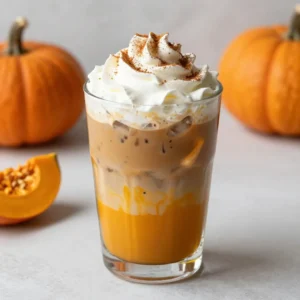 - 1 cup brewed espresso or strong coffee, chilled - 1/2 cup milk (dairy or non-dairy) - 1/4 cup pumpkin pur&eacute;e - 2 tablespoons maple syrup - 1 teaspoon pumpkin spice mix - 1/2 teaspoon vanilla extract - Ice cubes - Optional toppings: whipped cream and ground cinnamon To make an Iced Pumpkin Spice Latte, gather these fresh ingredients. Start with 1 cup of espresso or strong coffee that you chilled. This will be the base of your drink. Next, use 1/2 cup of milk. You can choose dairy milk or any non-dairy option like almond or oat milk. This adds creaminess to your latte. You&rsquo;ll need 1/4 cup of pumpkin pur&eacute;e. This gives the drink its rich pumpkin flavor. For sweetness, add 2 tablespoons of maple syrup. You can adjust the amount to suit your taste. Next, include 1 teaspoon of pumpkin spice mix. This spice blend adds warmth and depth. Add 1/2 teaspoon of vanilla extract for a hint of sweetness and aroma. Don't forget ice cubes to keep your drink cold and refreshing. If you want to make your latte extra special, consider optional toppings like whipped cream and a sprinkle of ground cinnamon. These add flavor and make your drink look fancy. With these ingredients, you can create a delicious Iced Pumpkin Spice Latte that will impress anyone! {{ingredient_image_2}} 1. First, grab a bowl or pitcher. Combine the pumpkin pur&eacute;e, maple syrup, pumpkin spice mix, and vanilla extract. Stir until smooth. 2. Next, pour in the chilled espresso or strong coffee. Mix well until the color is even. 3. Take two glasses and fill each with ice cubes. This keeps your latte cold and refreshing. 4. Carefully pour the pumpkin coffee mixture over the ice in each glass. Make sure to share it evenly. 5. Now, add your choice of milk. Use as much as you like to get your preferred creaminess. If you want a frothy feel, froth the milk first. 6. Stir gently to blend the milk and coffee together. This makes every sip delicious. 7. If you want, top each latte with whipped cream. For an extra touch, sprinkle a bit of ground cinnamon on top. 8. Serve your iced pumpkin spice lattes right away. Add a straw or spoon for easy mixing. - Use fresh ingredients like pure pumpkin pur&eacute;e. This enhances the taste. - Experiment with the amount of pumpkin spice. Adjust it to fit your taste. - Mix well to avoid any lumps. A smooth latte is a happy latte. - Use clear glasses to show off the beautiful layers. - Add a cinnamon stick for a fun stirrer. It also adds flavor! - Garnish with a sprinkle of nutmeg for extra spice. It looks great and tastes good too. - Adjusting sweetness with maple syrup: You can change the sweetness to fit your taste. Start with 2 tablespoons of maple syrup. If you like it sweeter, add more syrup a little at a time. Always taste as you go. - Choosing non-dairy milk alternatives: If you want a dairy-free option, try almond, oat, or soy milk. Each will give your latte a unique flavor. Oat milk adds creaminess, while almond milk is lighter. Choose what you enjoy most. - Creating a frothy texture: If you love a frothy drink, froth your milk before adding it. You can use a milk frother or shake it in a jar. Just remember to warm the milk slightly for best results. - Adding extra spices: Want more warmth? Sprinkle in extra cinnamon, nutmeg, or ginger. These spices mix well with pumpkin and boost the flavor. Add a pinch at a time until it&rsquo;s just right. - Experimenting with whipped cream toppings: If you choose to add whipped cream, make it special. You can mix in a bit of pumpkin spice or even cocoa powder. This makes your latte look fancy and taste great. Pro Tips Use Fresh Pumpkin Puree: For the best flavor, consider using fresh pumpkin puree instead of canned. It adds a vibrant taste and can enhance the overall quality of your latte. Chill Your Coffee: Make sure your coffee or espresso is thoroughly chilled before mixing. This prevents the ice from melting too quickly and keeps your latte refreshing. Experiment with Milk Alternatives: Don&rsquo;t hesitate to try different types of milk, such as oat, almond, or coconut milk. Each will give your latte a unique flavor and creaminess. Customize Your Sweetness: Adjust the amount of maple syrup based on your sweetness preference. You can also substitute with other sweeteners like honey or agave syrup for a different twist. {{image_4}} To make a vegan version, simply swap out some ingredients. Use non-dairy milk like almond, oat, or soy milk. For sweetening, use a plant-based syrup, like agave. This keeps all the great flavors while being friendly to a vegan diet. You can replace the maple syrup with sugar-free options. Try using stevia, monk fruit sweetener, or erythritol. These will give you the sweet taste without the sugar. Make sure to adjust the amounts to suit your taste. Cold brew coffee can add a smooth flavor. Brew your coffee cold by steeping coffee grounds in cold water overnight. Then, just follow the same steps as the original recipe. Pour the cold brew over ice and mix with the pumpkin blend. This gives your latte an extra chill and rich flavor. To keep your pumpkin pur&eacute;e fresh, store it in an airtight container. Place it in the fridge. It stays good for about a week. You can also freeze it for longer storage. Just pour it into ice cube trays. Once frozen, transfer the cubes to a freezer bag. This way, you have pumpkin pur&eacute;e ready for your next latte! For your pumpkin spice mix, store it in a cool, dark place. A sealed jar works best. This keeps the spices flavorful and fresh for months. If you want to save time, prepare your pumpkin mix ahead. Combine the pumpkin pur&eacute;e, maple syrup, pumpkin spice, and vanilla in a bowl. Then, cover and refrigerate it. When you&rsquo;re ready to serve, just mix in your chilled coffee. You can also brew your coffee in advance. Chill it in the fridge. This way, your iced pumpkin spice latte is quick to make. Just add ice and milk when you&rsquo;re ready. Enjoy your delicious drink without the wait! The best coffee for this drink is brewed espresso or strong coffee. Espresso packs a bold flavor, which shines through the pumpkin. If you prefer a milder taste, strong brewed coffee works well, too. You can use any coffee you love, but aim for a rich blend. Yes, you can make it without pumpkin spice mix. You can create your own blend with cinnamon, nutmeg, and ginger. Use 1/2 teaspoon of cinnamon and a pinch of nutmeg and ginger. This gives you control over flavor. Plus, it can be fun to mix your own spices! An iced pumpkin spice latte has about 200 calories per serving. This number can change based on your milk choice and toppings. Using non-dairy milk may lower calories. Whipped cream will add more. Adjusting the maple syrup also tweaks the calorie count. You can find pre-made iced pumpkin spice lattes at coffee shops and grocery stores. Big brands offer them in bottles or cartons. Most coffee chains sell them too. Just check the refrigerated section for a quick treat! This blog covered how to make a delicious iced pumpkin spice latte. We discussed ingredients, preparation steps, and tips for a perfect drink. You can customize this recipe with different milks and sweetness levels to suit your taste. Remember to check storage tips if you want to prepare ahead. Whether you prefer vegan or sugar-free options, there is something for everyone. Enjoy making and sharing this tasty drink!