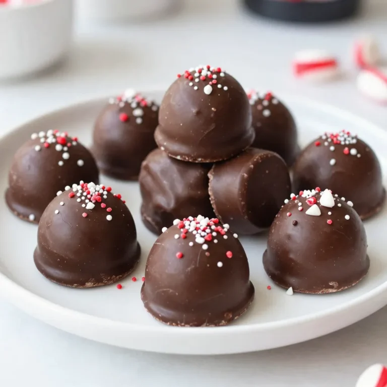 To make peppermint creams, gather these key ingredients: - 2 cups powdered sugar - 1 cup sweetened condensed milk - 1/2 cup unsweetened cocoa powder - 1 teaspoon peppermint extract - 1/2 teaspoon vanilla extract - A pinch of salt - 1 cup dark chocolate chips (for coating) - Crushed peppermint candies (for garnish) These ingredients create a rich and creamy treat that melts in your mouth. You can add some fun twists to your peppermint creams! Consider these optional ingredients: - White chocolate chips for a sweeter coating - A few drops of food coloring for a festive look - Different extracts like almond or orange for unique flavors These variations can change the taste and appearance of your candies. Quality matters when making peppermint creams. Here are some tips to select the best ingredients: - Powdered sugar: Choose a finely ground sugar to help blend smoothly. - Condensed milk: Use a brand with no additives for pure flavor. - Cocoa powder: Opt for unsweetened cocoa to get a rich chocolate taste. - Chocolate chips: Pick high-quality dark chocolate for a better coating. Selecting the right ingredients makes a big difference in taste and texture. {{ingredient_image_2}} To start, gather all your ingredients. You need powdered sugar, sweetened condensed milk, cocoa powder, peppermint extract, vanilla extract, and a pinch of salt. In a big mixing bowl, add these ingredients. Use a spatula or wooden spoon to mix them well. Stir until the mixture becomes thick and smooth. The dough should hold together nicely but not feel sticky. Once your dough is ready, it's time to shape the candies. Take small spoonfuls of the dough. You can either roll them into small balls or flatten them into discs about half an inch thick. Try to make them even in size. This helps them look great and cook evenly. While your candies chill, prepare the chocolate coating. In a microwave-safe bowl, add the dark chocolate chips. Heat them in the microwave for 30 seconds at a time. Stir after each interval until the chocolate is smooth and fully melted. Be careful not to overheat it; this can ruin the chocolate. After the candies have chilled, it's time to dip them in chocolate. Use a fork or a dipping tool to carefully dip each piece into the melted chocolate. Make sure each one is fully coated. Let any excess chocolate drip off before placing them back on the parchment-lined baking sheet. While the chocolate is still soft, sprinkle crushed peppermint candies on top. This adds a nice crunch and a festive touch. Finally, return them to the fridge for another 15 minutes or until the chocolate hardens completely. To get the best texture for your peppermint creams, mix the dough well. Start with powdered sugar and sweetened condensed milk. Stir until it feels thick and smooth. It should hold together and not stick to your hands. If it is too sticky, add a little more powdered sugar. If too dry, add a drop more condensed milk. Aim for a dough that feels like playdough. This will help you shape it easily. Presentation matters! Place your finished peppermint creams on a nice platter. You can add crushed peppermint candies on top for a pop of color. Fresh mint leaves also make a beautiful touch. For a festive look, use a mix of red and white plates. This adds to the holiday spirit. You can even wrap them in clear bags tied with ribbons as gifts. Everyone loves a sweet treat they can enjoy at home or share! Avoiding simple mistakes can make a big difference. First, do not rush the chilling time. Let the candies firm up for at least 30 minutes. This helps them hold their shape when dipped in chocolate. Second, be careful not to overheat the chocolate. Heat it in short bursts to keep it smooth. Lastly, don’t skip the crushed peppermint on top. It adds a nice crunch and makes them extra special. Following these tips will ensure your peppermint creams are a hit! Pro Tips Chill the Dough: Make sure to chill the dough for at least 30 minutes. This helps the peppermint creams hold their shape and makes them easier to dip in chocolate. Perfectly Melted Chocolate: When melting chocolate, use a microwave-safe bowl and heat in short intervals. Stir between each increment to prevent the chocolate from seizing or burning. Customize Your Coating: Try using white chocolate or milk chocolate instead of dark chocolate for a different flavor profile. You can also experiment with different types of toppings! Storage Tips: Keep your peppermint creams in an airtight container in the refrigerator to maintain their freshness. They can last up to two weeks! {{image_4}} You can change the flavor of your peppermint creams easily. Try using almond or orange extract instead of peppermint. You can even mix in a bit of espresso powder for a coffee twist. Each flavor brings a new taste to this treat. While dark chocolate is classic, feel free to experiment. White chocolate adds sweetness, while milk chocolate offers a creamy taste. For a fun twist, try coating the creams in crushed nuts or shredded coconut. This adds texture and makes each piece unique. You can make these peppermint creams fit your dietary needs. For a vegan version, swap out the sweetened condensed milk for coconut cream. Use dairy-free chocolate chips as your coating. If you want sugar-free treats, use powdered erythritol or another sugar substitute. These options allow everyone to enjoy peppermint creams! To keep your peppermint creams fresh, store them in an airtight container. Layer them with parchment paper to prevent sticking. Place the container in a cool, dry area. Avoid exposing the candies to heat or moisture, as this can change their texture and flavor. Homemade peppermint creams last about two weeks at room temperature. If you store them in the fridge, they can last up to four weeks. The cool environment helps keep them firm and tasty. Always check for any signs of spoilage before serving. You can freeze peppermint creams for longer storage. First, freeze them on a baking sheet for about an hour. Once firm, transfer them to a freezer bag or airtight container. When you're ready to enjoy them, thaw in the fridge overnight. This method keeps their texture smooth and taste fresh. Yes, you can make peppermint creams ahead of time. These tasty treats store well in the fridge for up to two weeks. Just prepare them, coat them in chocolate, and let them set. Once done, keep them in an airtight container. This way, you can enjoy them fresh when you want a sweet bite. You can also make them a month early and freeze them. Just thaw in the fridge before serving for the best taste. To adjust the sweetness, you can change the amount of powdered sugar. If you like it less sweet, use one and a half cups instead of two. You can also add a little unsweetened cocoa powder to balance the sweetness. If you want it sweeter, add more powdered sugar a little at a time. Taste as you go, and stop when it reaches your perfect sweetness level. You can find ready-made peppermint creams in many stores. Check local candy shops or specialty food stores. Some larger supermarkets may also carry them in the candy aisle. If you prefer buying online, many gourmet candy websites sell them. Just search for peppermint creams, and you'll find several options to choose from. This blog post covered the key ingredients and step-by-step guide to making peppermint creams. I shared tips for choosing quality ingredients and avoiding common mistakes. You can create fun variations for different tastes and diets. Storing your candies correctly ensures they last longer. With these tips, you'll make delicious homemade candies to share and enjoy. Explore your creativity, and have fun making these sweets!